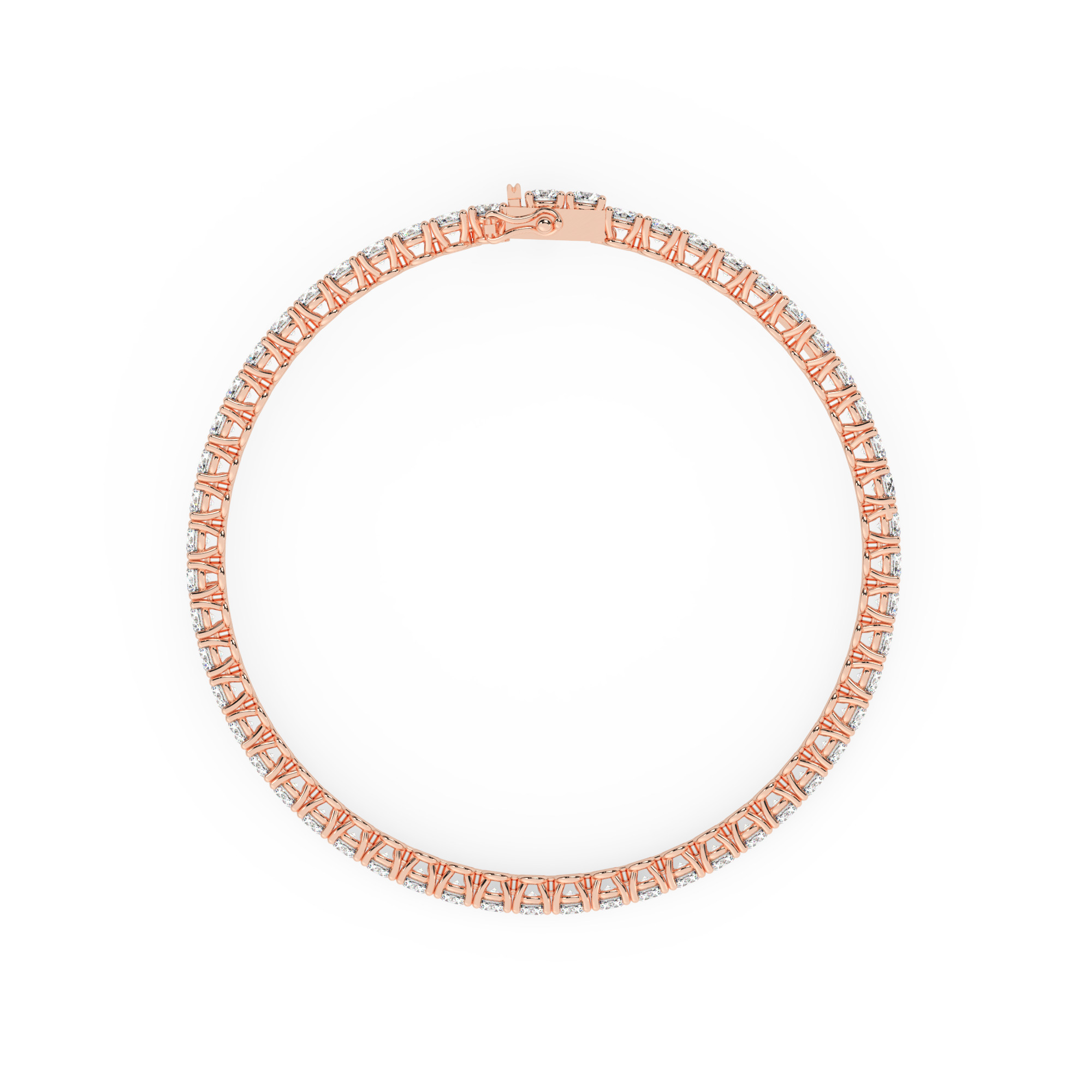 צמיד טניס ארבע שיניים קולקציה 2 זהב אדום רוזגולד 14 קראט משובץ יהלומי מעבדה במשקל כולל של 5.80 קראט עם תעודה גמולוגית – תמונה 4