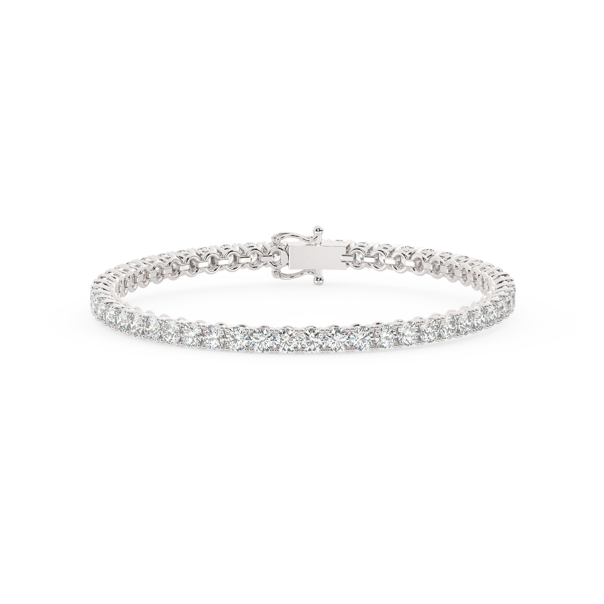 צמיד טניס ארבע שיניים קולקציה 3 זהב לבן 14 קראט משובץ יהלומי מעבדה במשקל כולל של 7.30 קראט עם תעודה גמולוגית