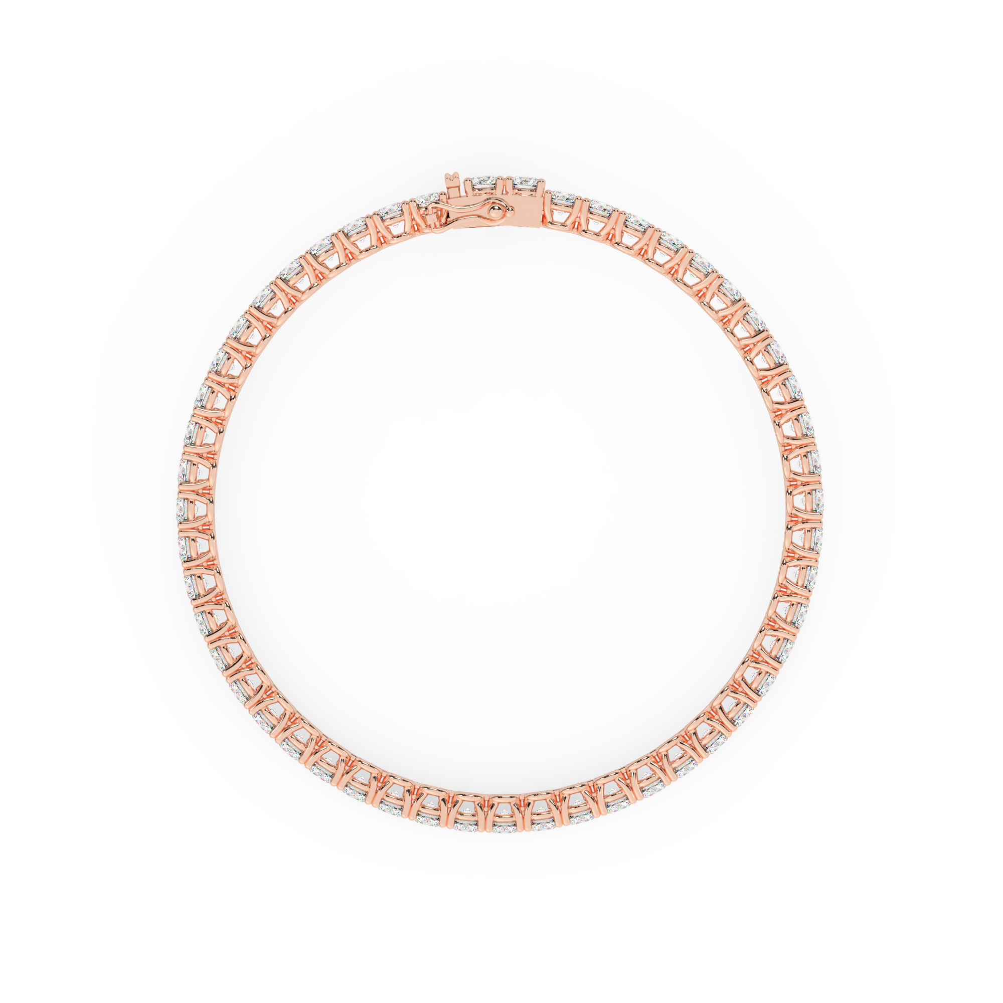 צמיד טניס ארבע שיניים קולקציה 3 זהב אדום רוזגולד 14 קראט משובץ יהלומי מעבדה במשקל כולל של 7.30 קראט עם תעודה גמולוגית – תמונה 4