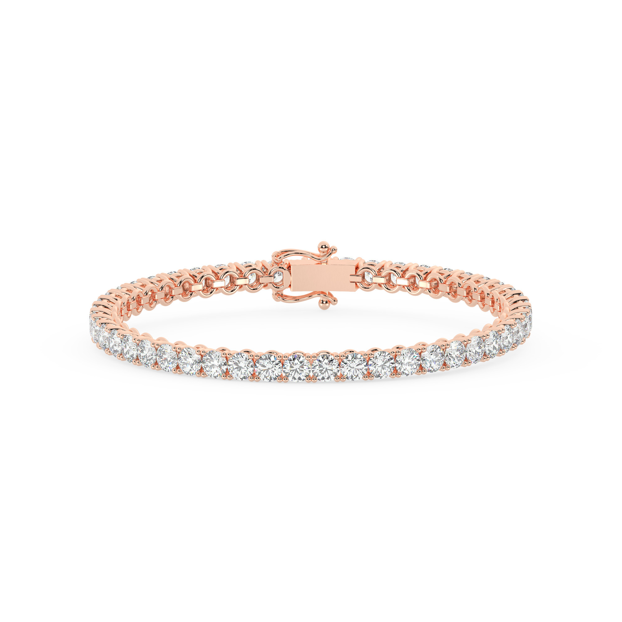 צמיד טניס ארבע שיניים קולקציה 4 זהב אדום רוזגולד 14 קראט משובץ יהלומי מעבדה במשקל כולל של 8.80 קראט עם תעודה גמולוגית