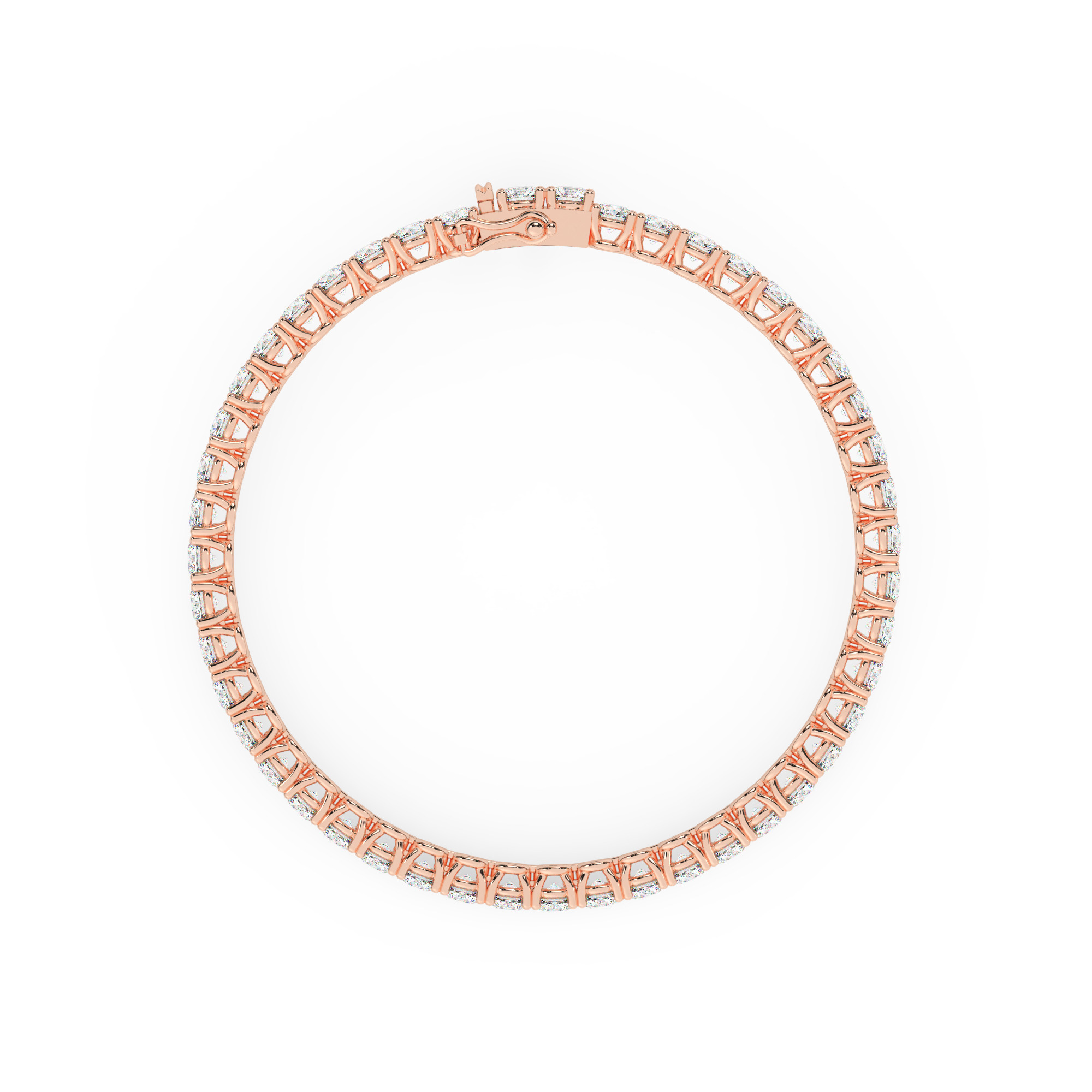 צמיד טניס ארבע שיניים קולקציה 4 זהב אדום רוזגולד 14 קראט משובץ יהלומי מעבדה במשקל כולל של 8.80 קראט עם תעודה גמולוגית – תמונה 4