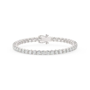 צמיד טניס ארבע שיניים קולקציה 5 זהב לבן 14 קראט משובץ יהלומי מעבדה במשקל כולל של 10.50 קראט עם תעודה גמולוגית