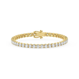 צמיד טניס ארבע שיניים קולקציה 5 זהב צהוב 14 קראט משובץ יהלומי מעבדה במשקל כולל של 10.50 קראט עם תעודה גמולוגית