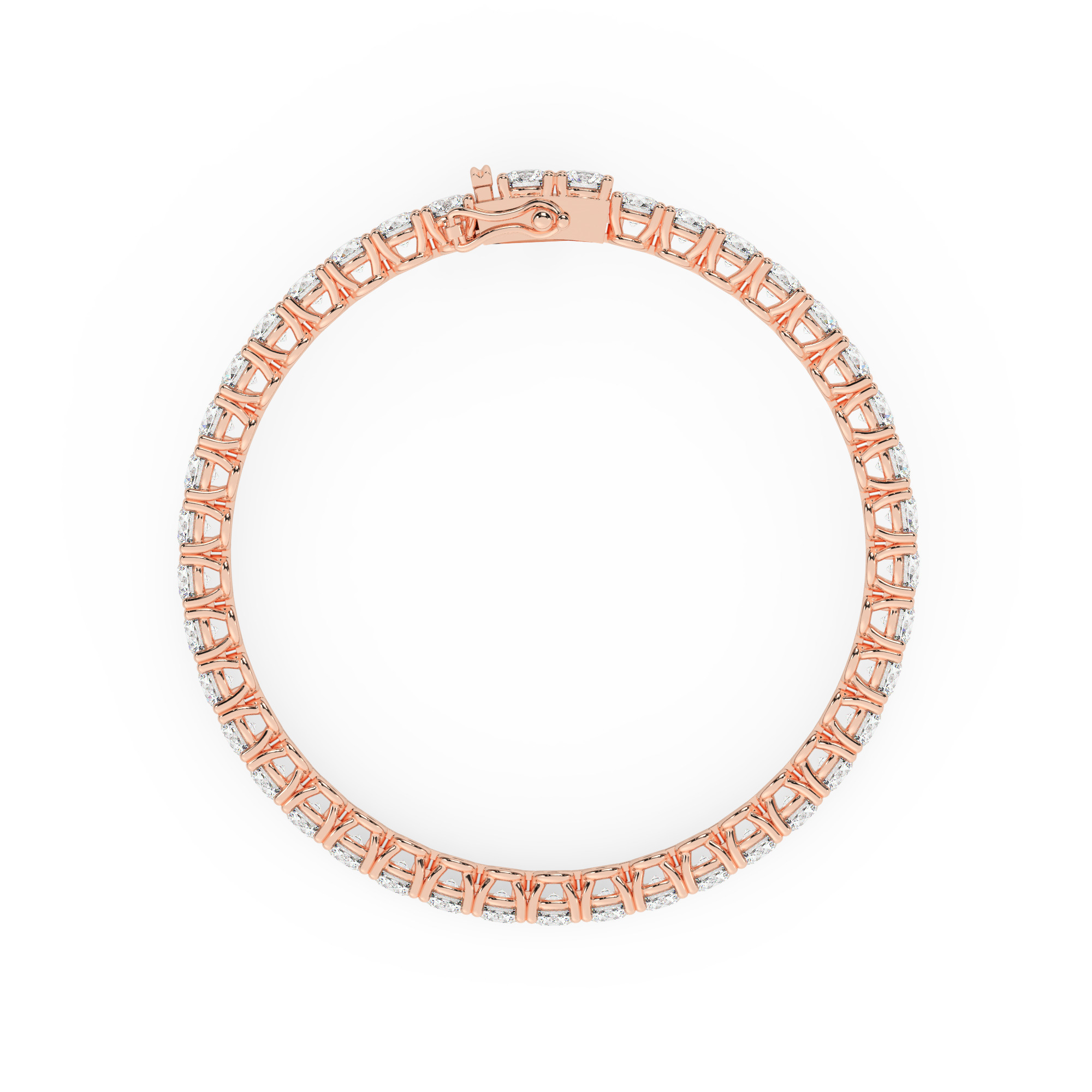 צמיד טניס ארבע שיניים קולקציה 6 זהב אדום רוזגולד 14 קראט משובץ יהלומי מעבדה במשקל כולל של 12.80 קראט עם תעודה גמולוגית – תמונה 4