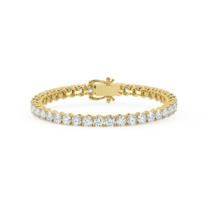 צמיד טניס ארבע שיניים קולקציה 7 זהב צהוב 14 קראט משובץ יהלומי מעבדה במשקל כולל של 13.70 קראט עם תעודה גמולוגית