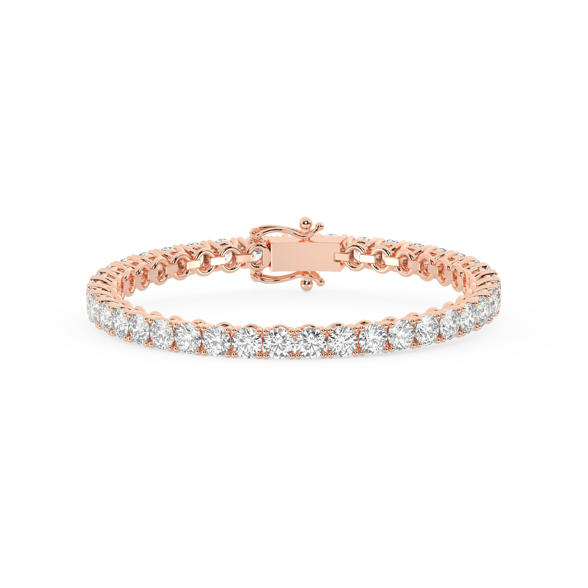 צמיד טניס ארבע שיניים קולקציה 7 זהב אדום רוזגולד 14 קראט משובץ יהלומי מעבדה במשקל כולל של 13.70 קראט עם תעודה גמולוגית