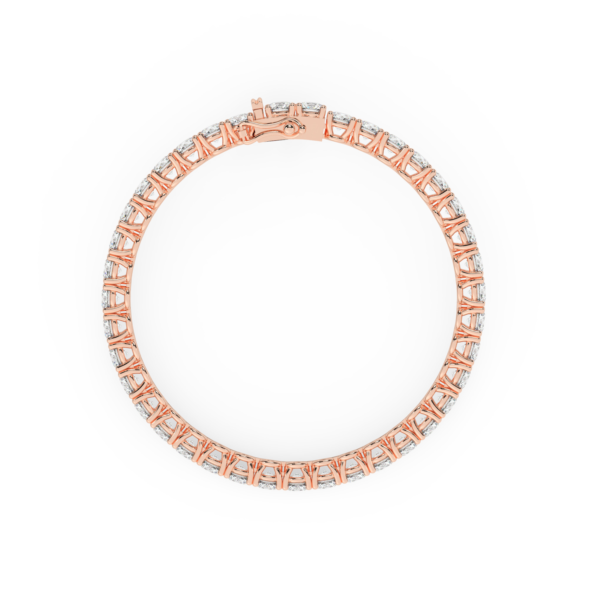 צמיד טניס ארבע שיניים קולקציה 7 זהב אדום רוזגולד 14 קראט משובץ יהלומי מעבדה במשקל כולל של 13.70 קראט עם תעודה גמולוגית – תמונה 4