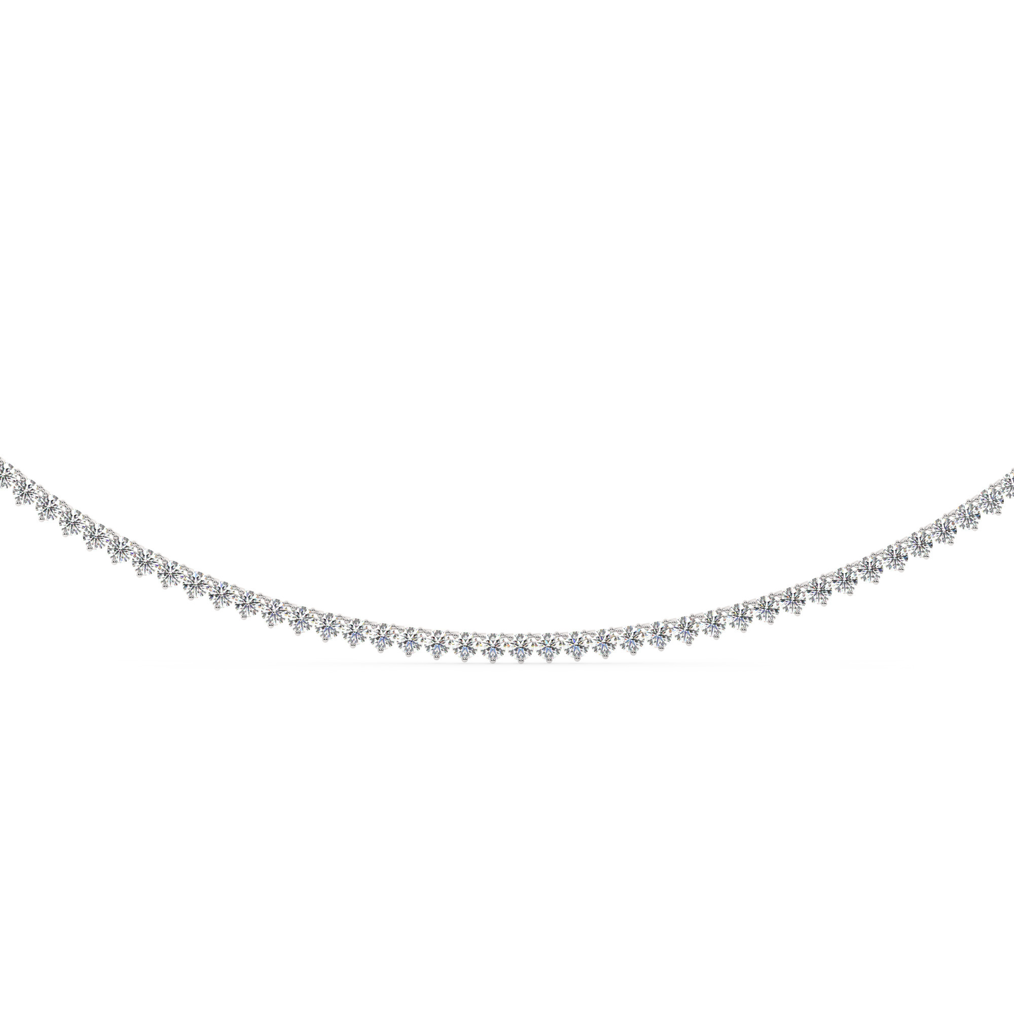 שרשרת טניס 4 שיניים דגם 50142 זהב לבן 14 קראט משובצת יהלומי מעבדה במשקל כולל של 20.80 קראט עם תעודה גמולוגית – תמונה 3