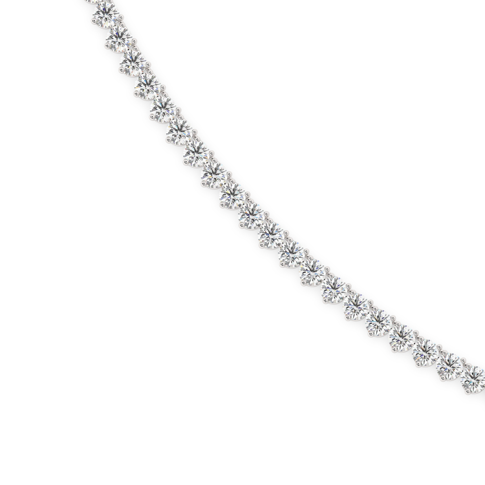 שרשרת טניס 4 שיניים דגם 50142 זהב לבן 14 קראט משובצת יהלומי מעבדה במשקל כולל של 20.80 קראט עם תעודה גמולוגית – תמונה 4