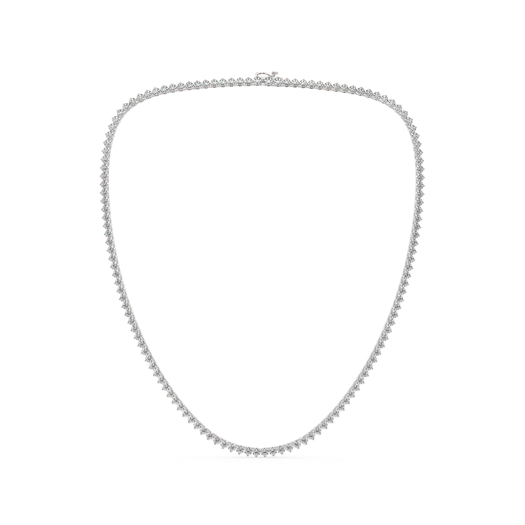 שרשרת טניס 4 שיניים דגם 50142 זהב לבן 14 קראט משובצת יהלומי מעבדה במשקל כולל של 20.80 קראט עם תעודה גמולוגית – תמונה 2