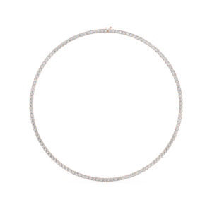 שרשרת טניס 4 שיניים דגם 50143 זהב אדום רוזגולד 14 קראט משובצת יהלומי מעבדה במשקל כולל של 13 קראט עם תעודה גמולוגית