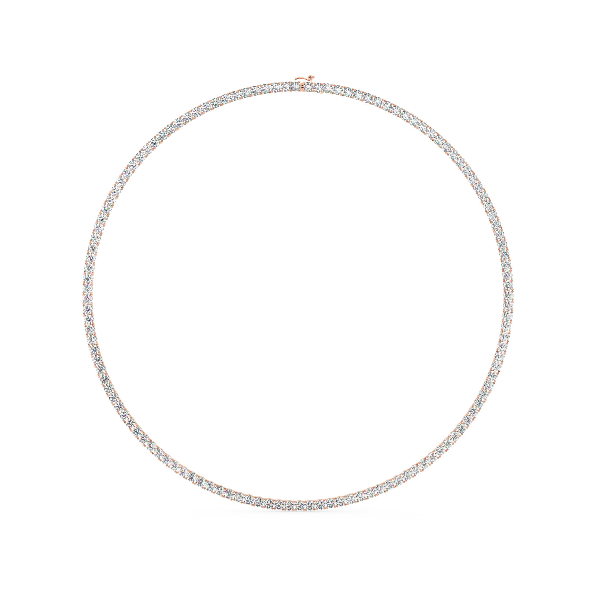 שרשרת טניס 4 שיניים דגם 50143 זהב אדום רוזגולד 14 קראט משובצת יהלומי מעבדה במשקל כולל של 13 קראט עם תעודה גמולוגית