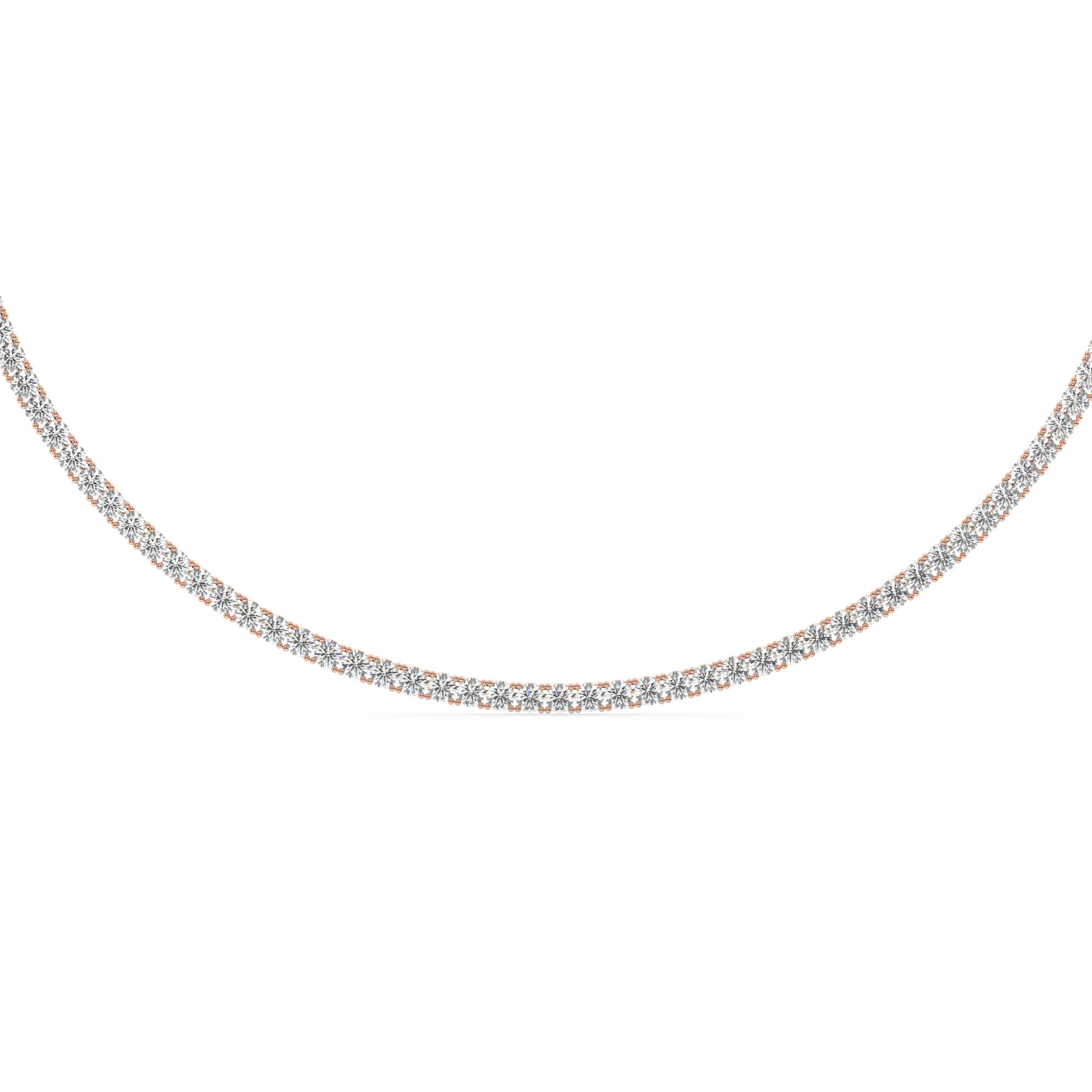 שרשרת טניס 4 שיניים דגם 50143 זהב אדום רוזגולד 14 קראט משובצת יהלומי מעבדה במשקל כולל של 13 קראט עם תעודה גמולוגית – תמונה 3