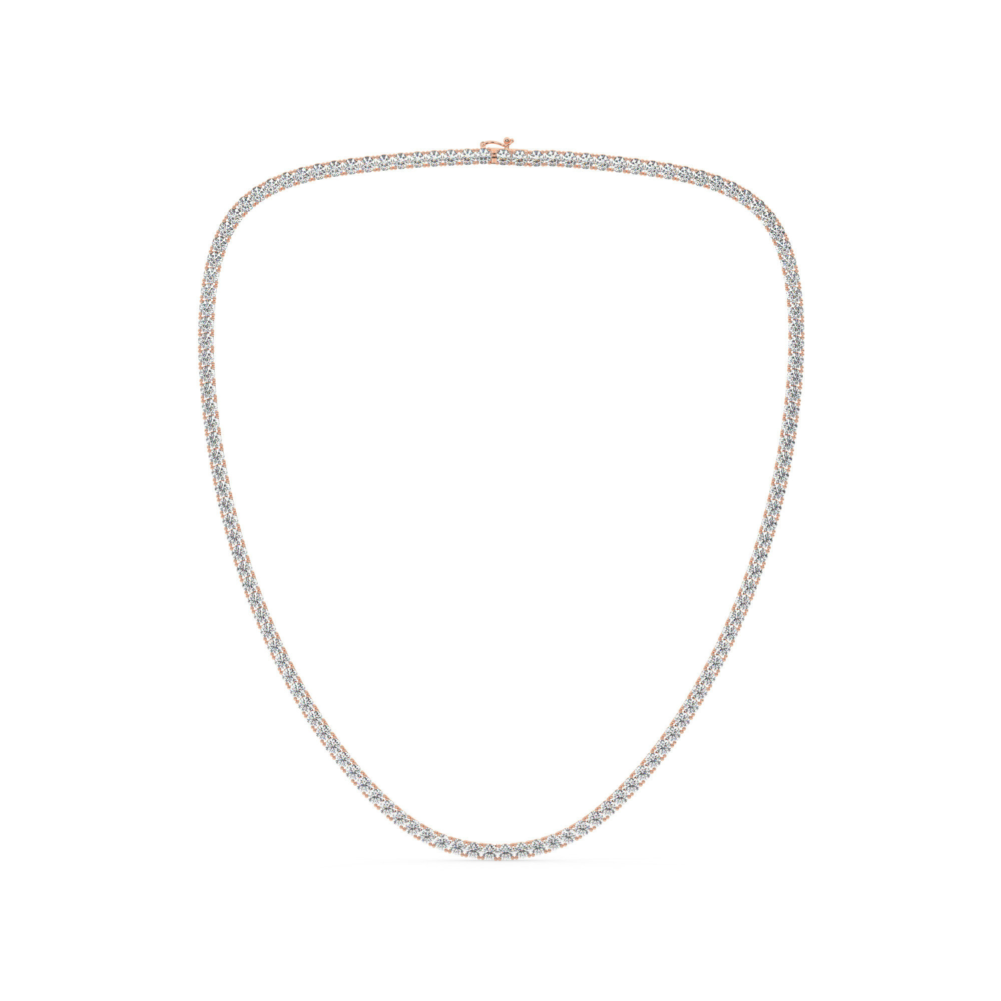 שרשרת טניס 4 שיניים דגם 50143 זהב אדום רוזגולד 14 קראט משובצת יהלומי מעבדה במשקל כולל של 13 קראט עם תעודה גמולוגית – תמונה 2