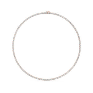 שרשרת טניס 4 שיניים דגם 50144 זהב אדום רוזגולד 14 קראט משובצת יהלומי מעבדה במשקל כולל של 18.20 קראט עם תעודה גמולוגית