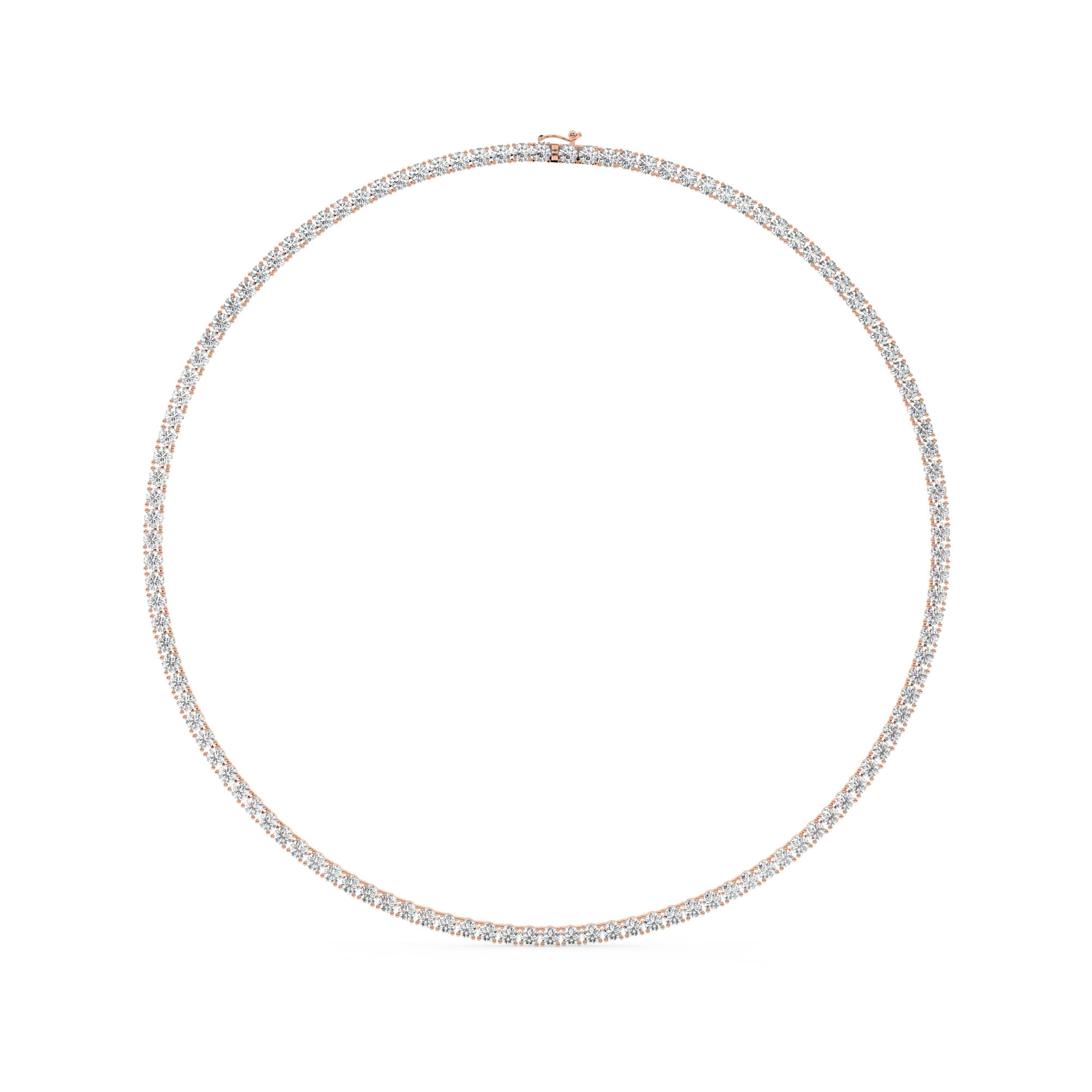 שרשרת טניס 4 שיניים דגם 50144 זהב אדום רוזגולד 14 קראט משובצת יהלומי מעבדה במשקל כולל של 18.20 קראט עם תעודה גמולוגית