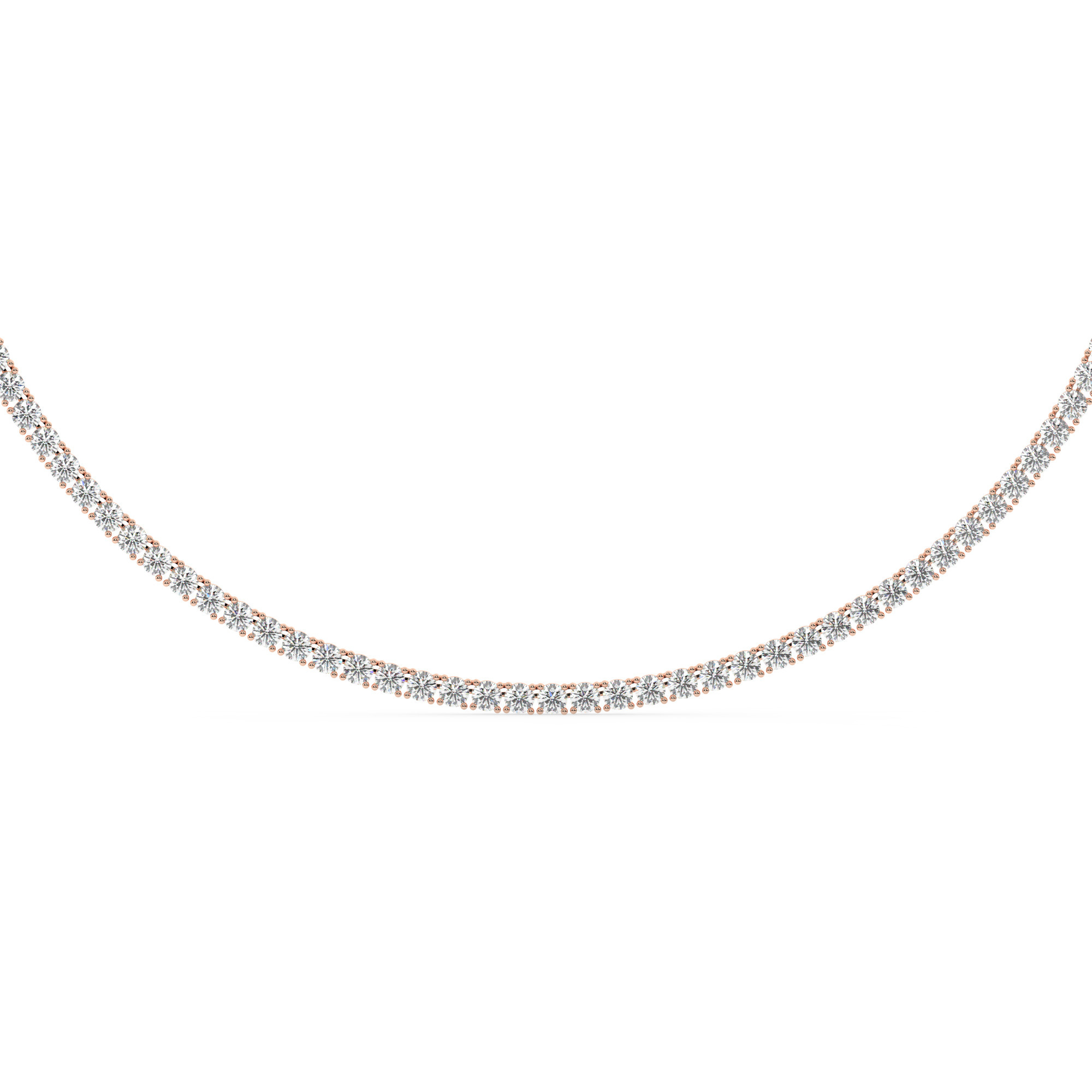 שרשרת טניס 4 שיניים דגם 50144 זהב אדום רוזגולד 14 קראט משובצת יהלומי מעבדה במשקל כולל של 18.20 קראט עם תעודה גמולוגית – תמונה 3