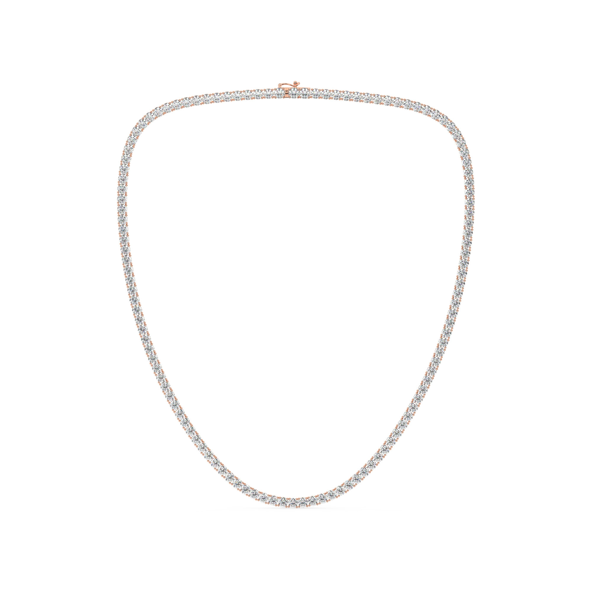 שרשרת טניס 4 שיניים דגם 50144 זהב אדום רוזגולד 14 קראט משובצת יהלומי מעבדה במשקל כולל של 18.20 קראט עם תעודה גמולוגית – תמונה 2