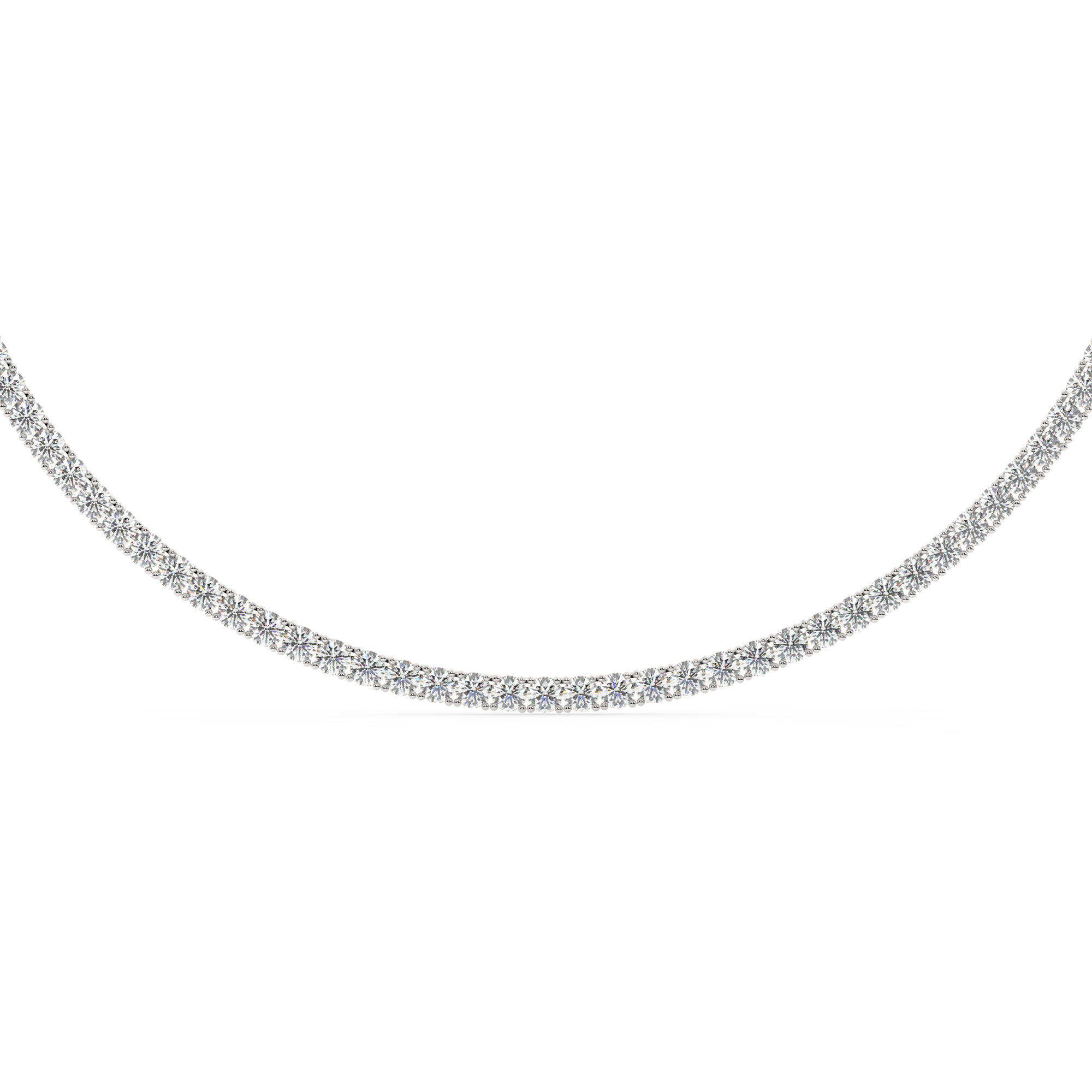 שרשרת טניס 4 שיניים דגם 50145 זהב לבן 14 קראט משובצת יהלומי מעבדה במשקל כולל של 21.80 קראט עם תעודה גמולוגית – תמונה 3