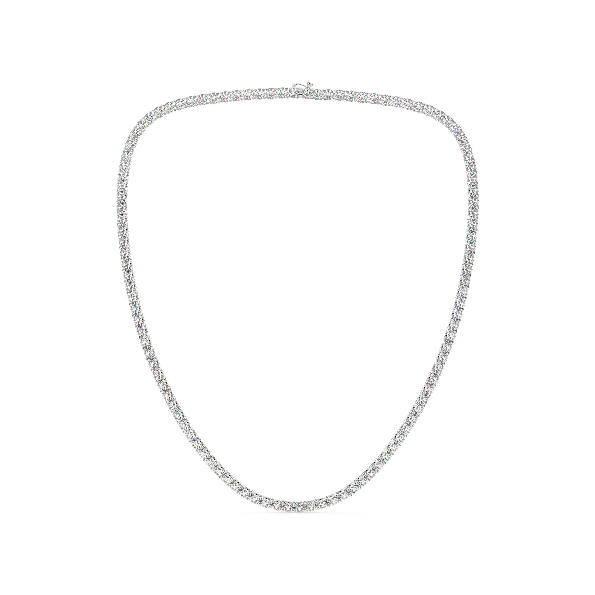 שרשרת טניס 4 שיניים דגם 50145 זהב לבן 14 קראט משובצת יהלומי מעבדה במשקל כולל של 21.80 קראט עם תעודה גמולוגית – תמונה 2