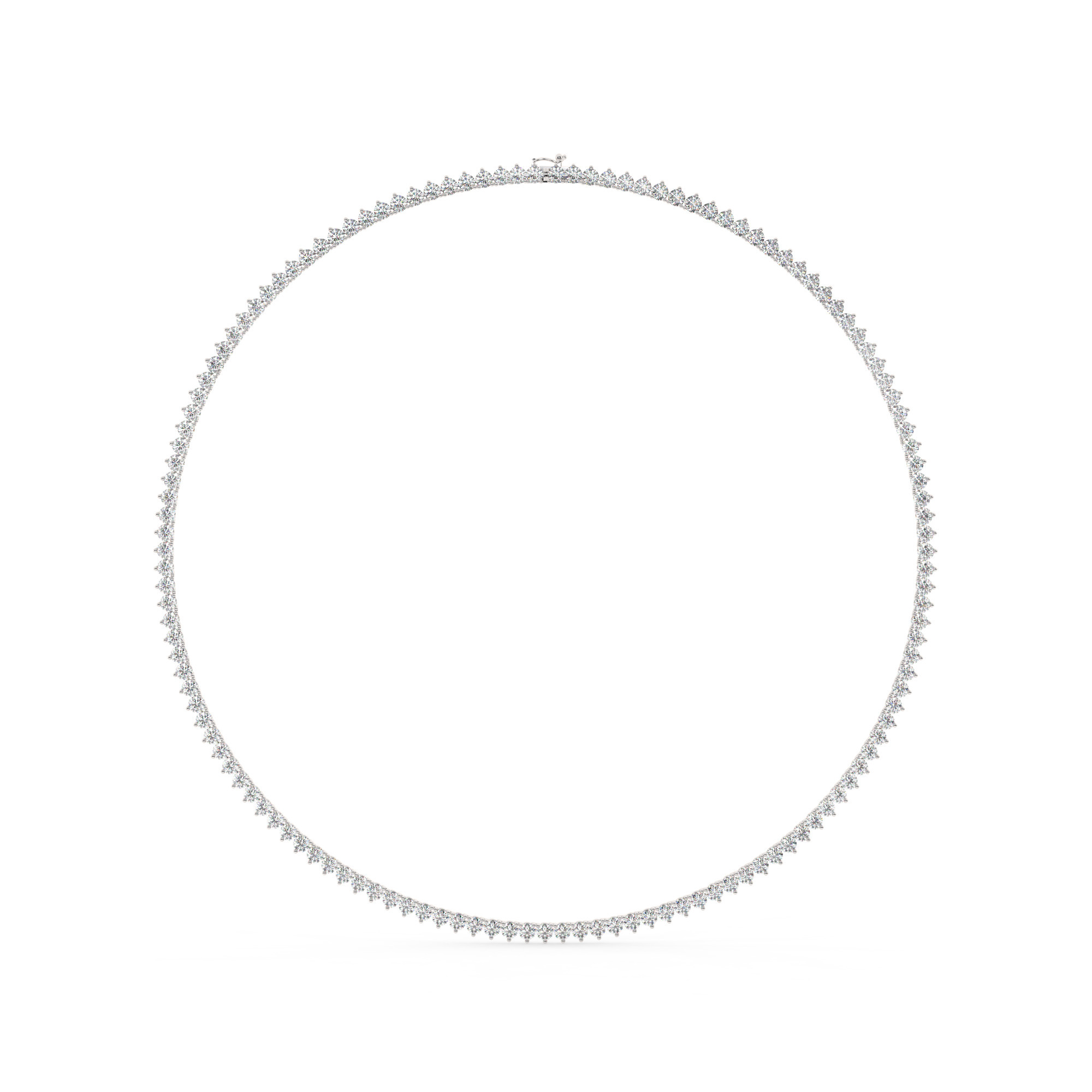 שרשרת טניס 3 שיניים דגם 50147 זהב לבן 14 קראט משובצת יהלומי מעבדה במשקל כולל של 13 קראט עם תעודה גמולוגית