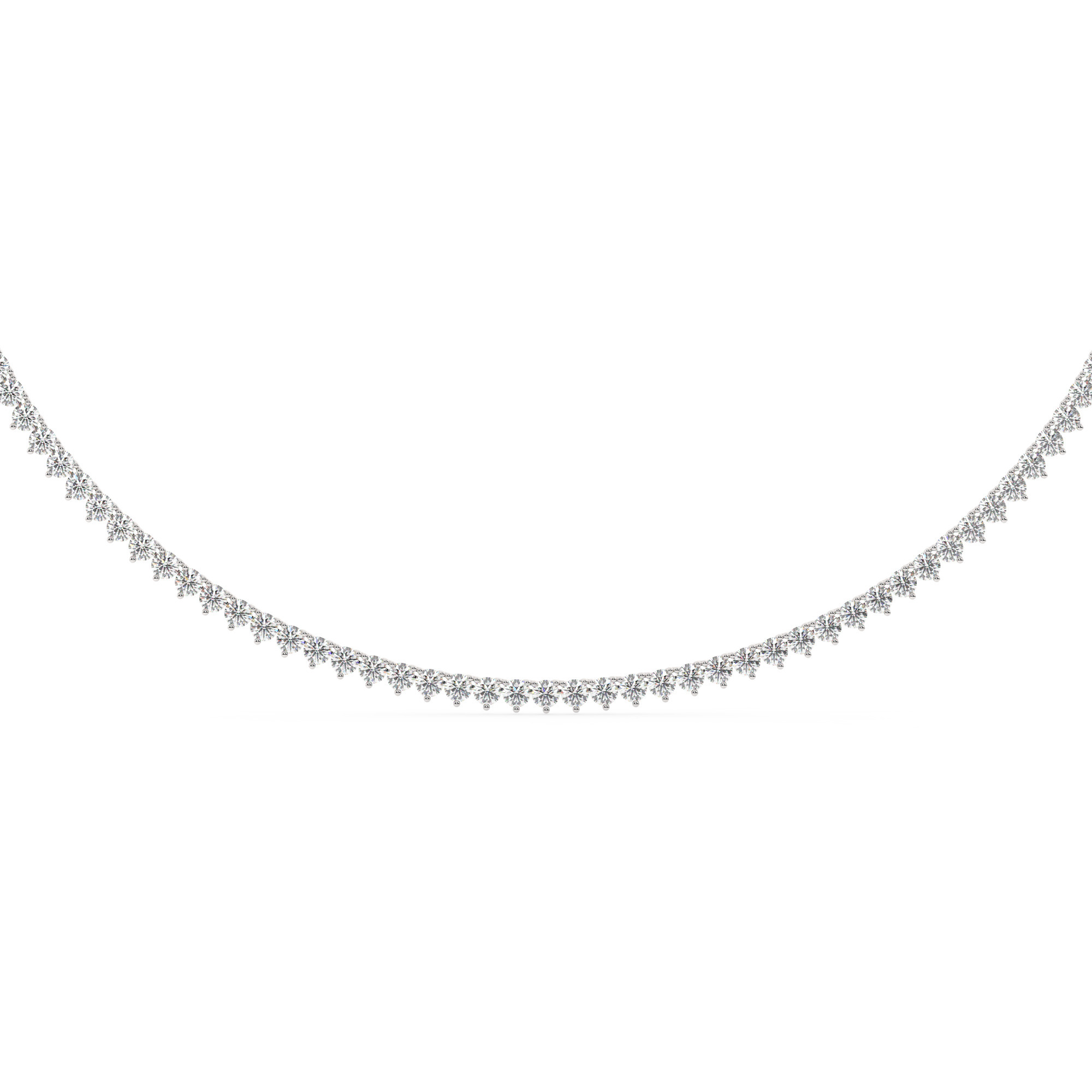 שרשרת טניס 3 שיניים דגם 50147 זהב לבן 14 קראט משובצת יהלומי מעבדה במשקל כולל של 13 קראט עם תעודה גמולוגית – תמונה 3