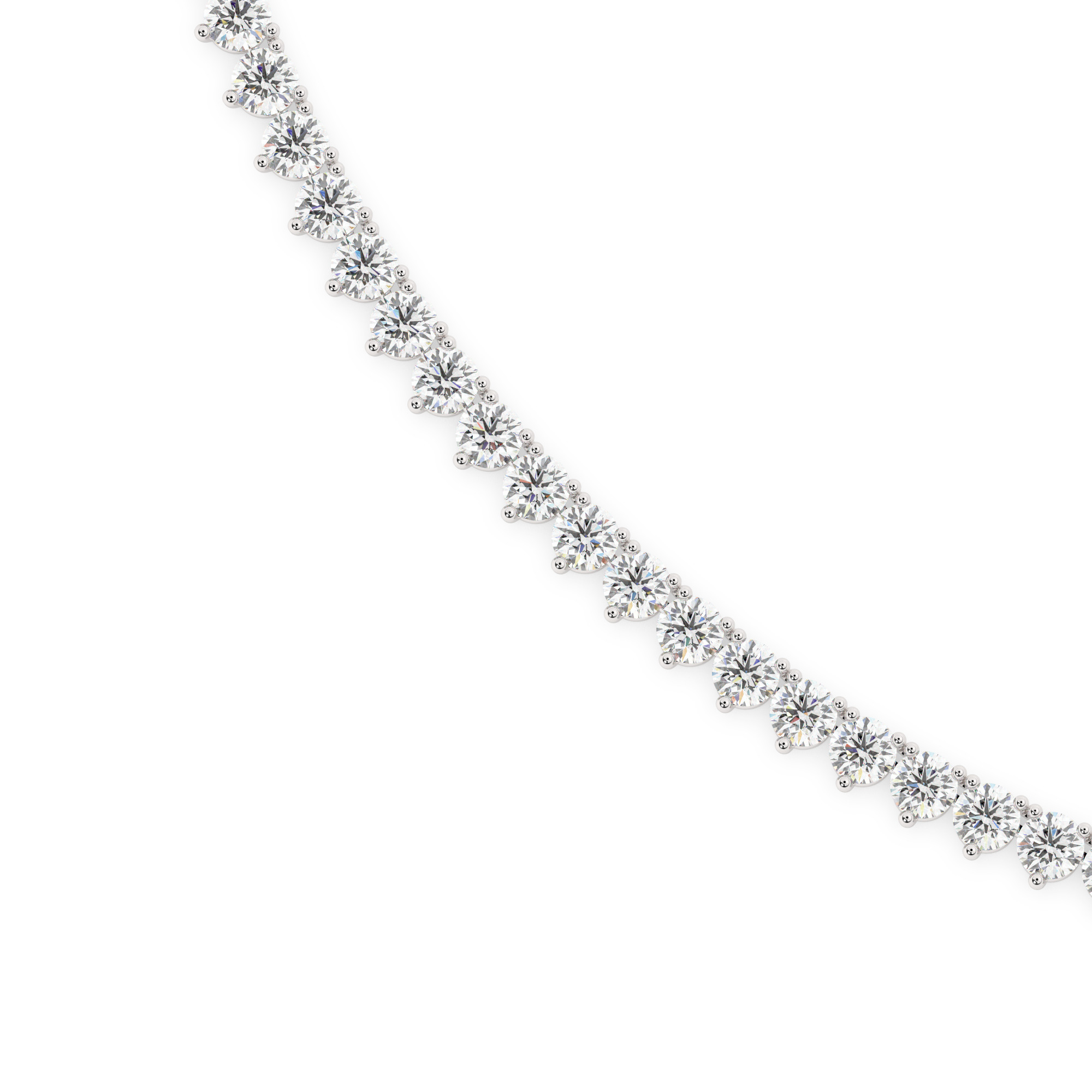 שרשרת טניס 3 שיניים דגם 50147 זהב לבן 14 קראט משובצת יהלומי מעבדה במשקל כולל של 13 קראט עם תעודה גמולוגית – תמונה 4