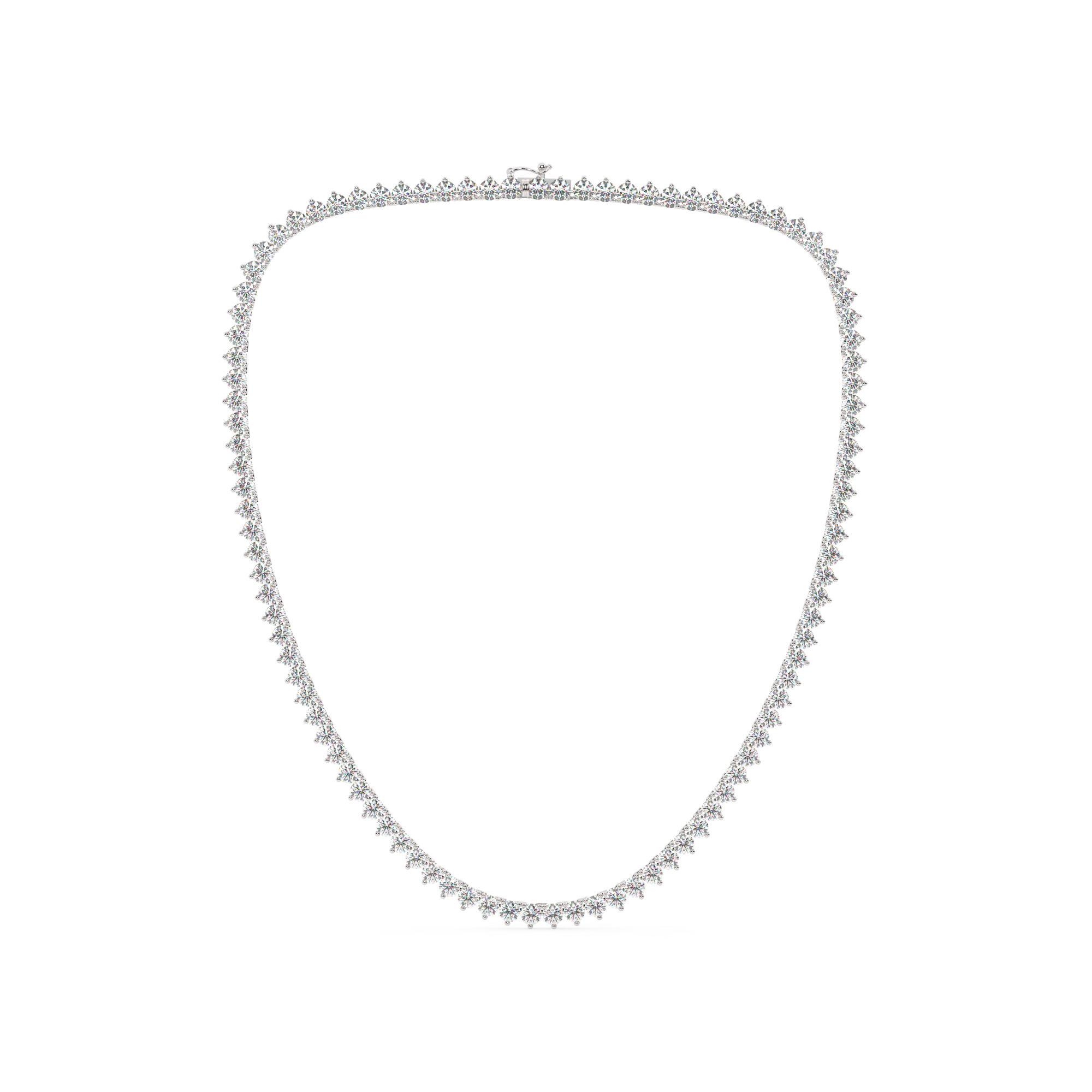 שרשרת טניס 3 שיניים דגם 50147 זהב לבן 14 קראט משובצת יהלומי מעבדה במשקל כולל של 13 קראט עם תעודה גמולוגית – תמונה 2