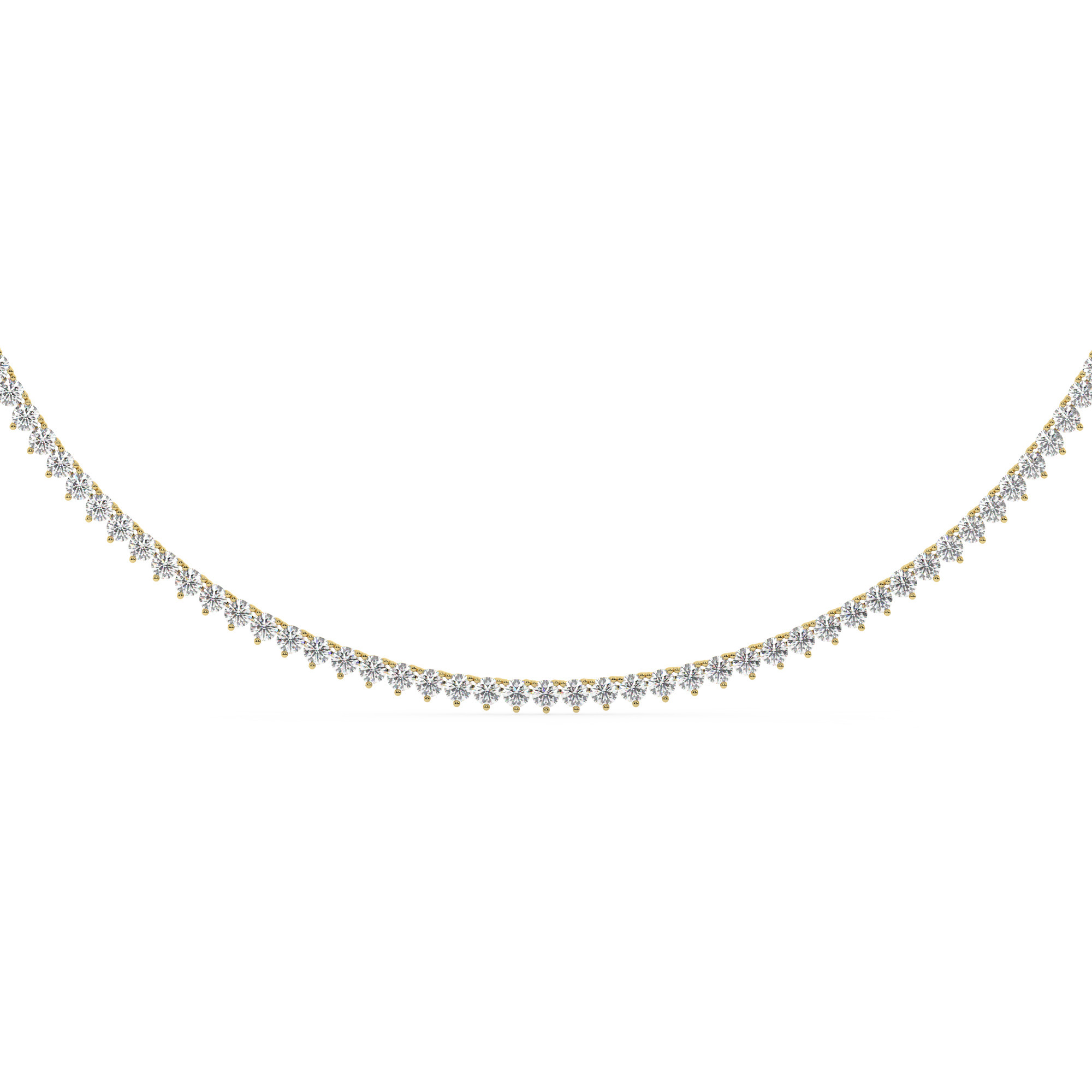 שרשרת טניס 3 שיניים דגם 50147 זהב צהוב 14 קראט משובצת יהלומי מעבדה במשקל כולל של 13 קראט עם תעודה גמולוגית – תמונה 3