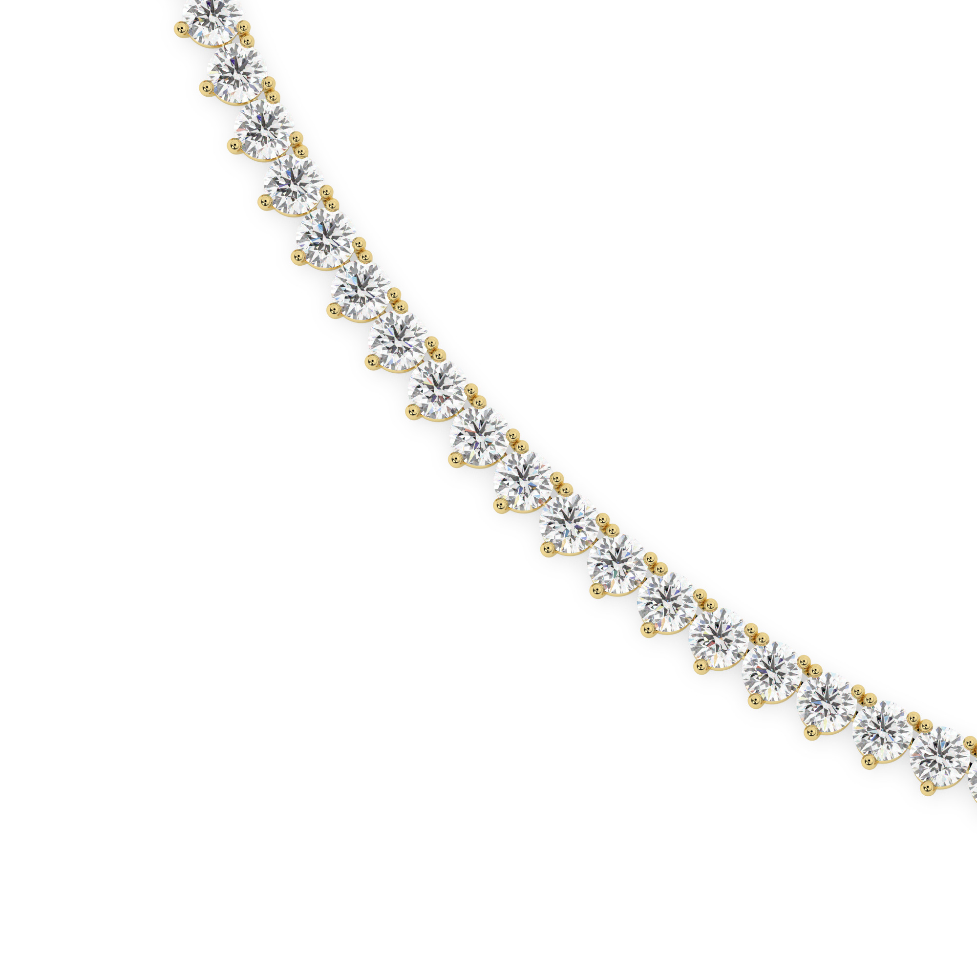 שרשרת טניס 3 שיניים דגם 50147 זהב צהוב 14 קראט משובצת יהלומי מעבדה במשקל כולל של 13 קראט עם תעודה גמולוגית – תמונה 4