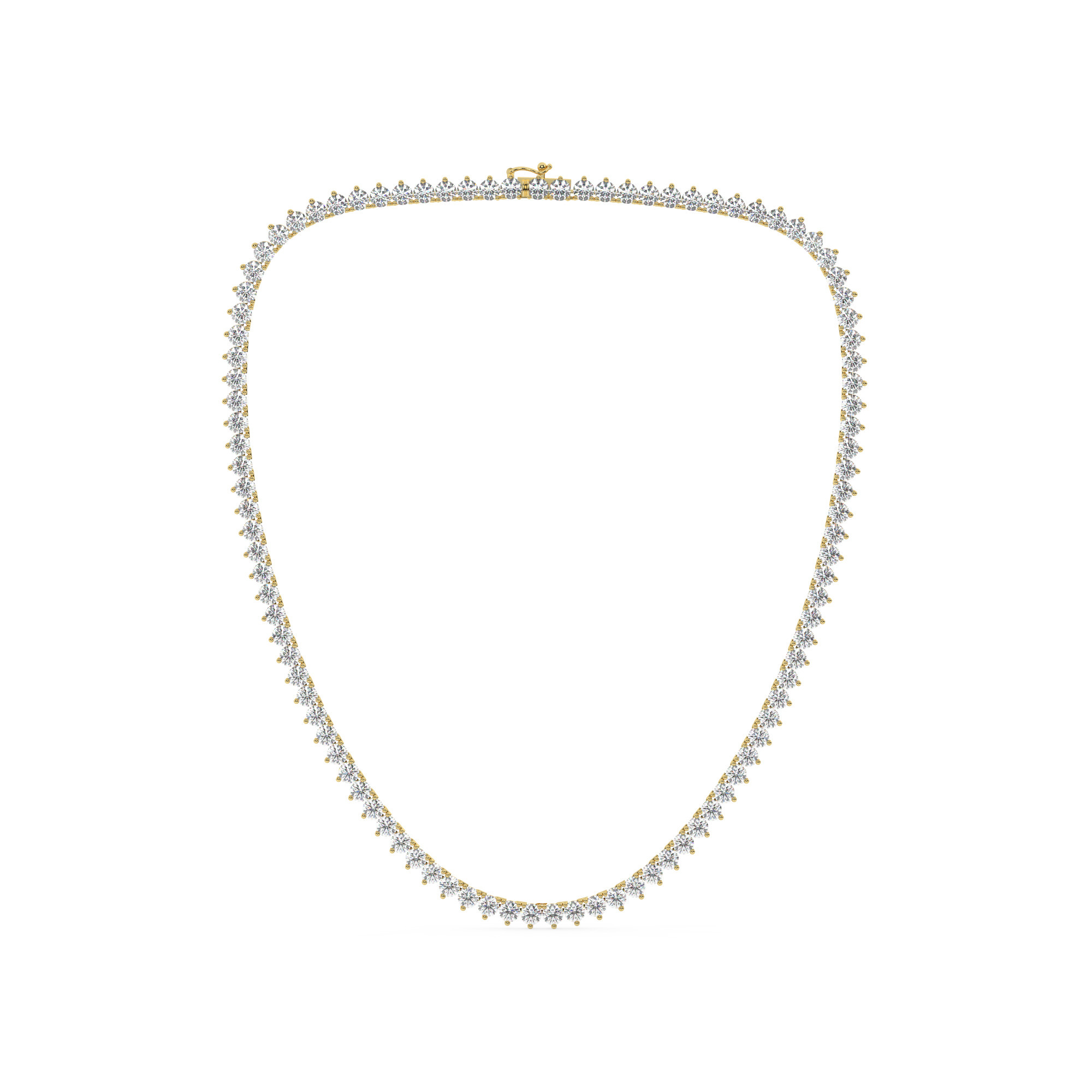 שרשרת טניס 3 שיניים דגם 50147 זהב צהוב 14 קראט משובצת יהלומי מעבדה במשקל כולל של 13 קראט עם תעודה גמולוגית – תמונה 2