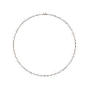 שרשרת טניס 3 שיניים דגם 50147 זהב אדום רוזגולד 14 קראט משובצת יהלומי מעבדה במשקל כולל של 13 קראט עם תעודה גמולוגית