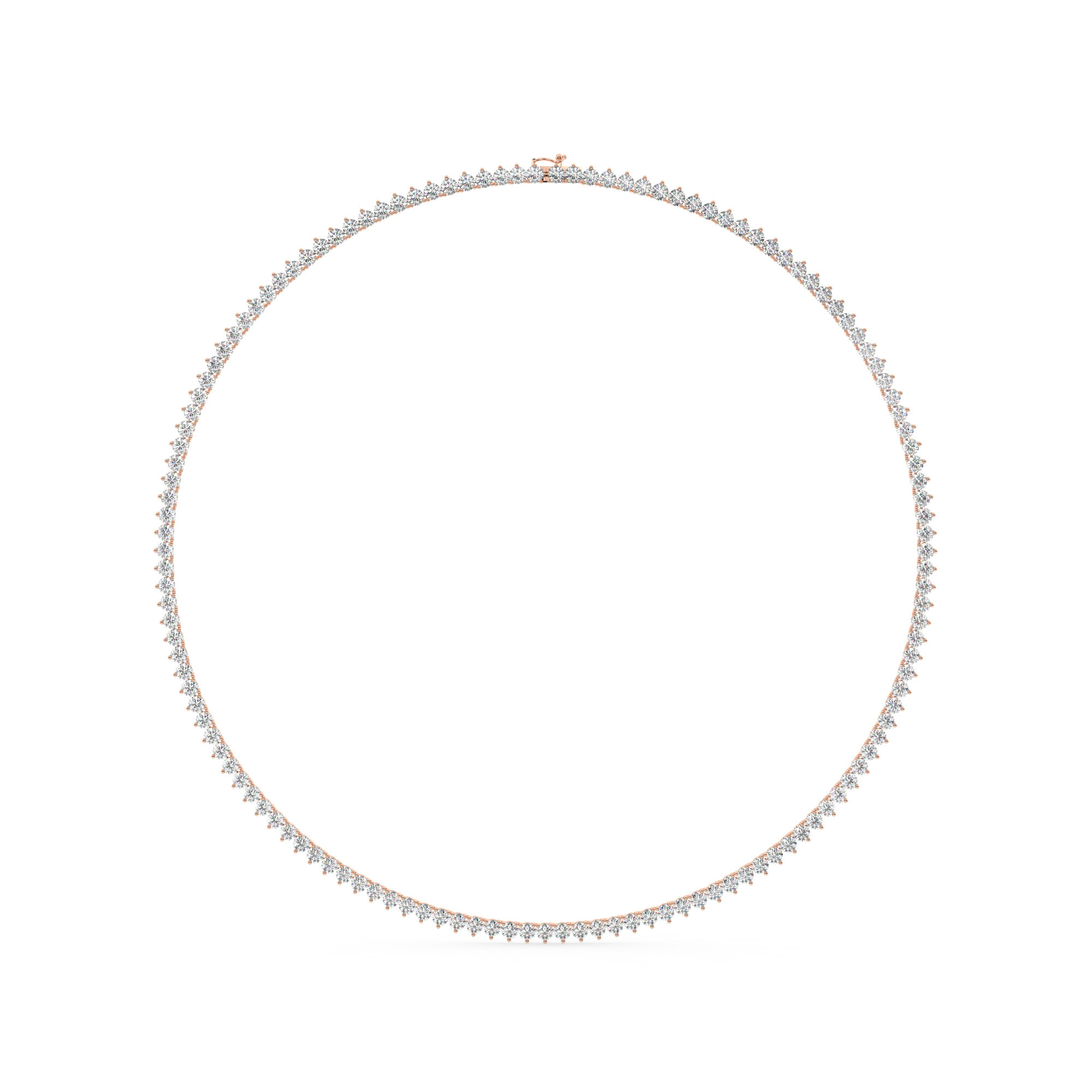 שרשרת טניס 3 שיניים דגם 50147 זהב אדום רוזגולד 14 קראט משובצת יהלומי מעבדה במשקל כולל של 13 קראט עם תעודה גמולוגית