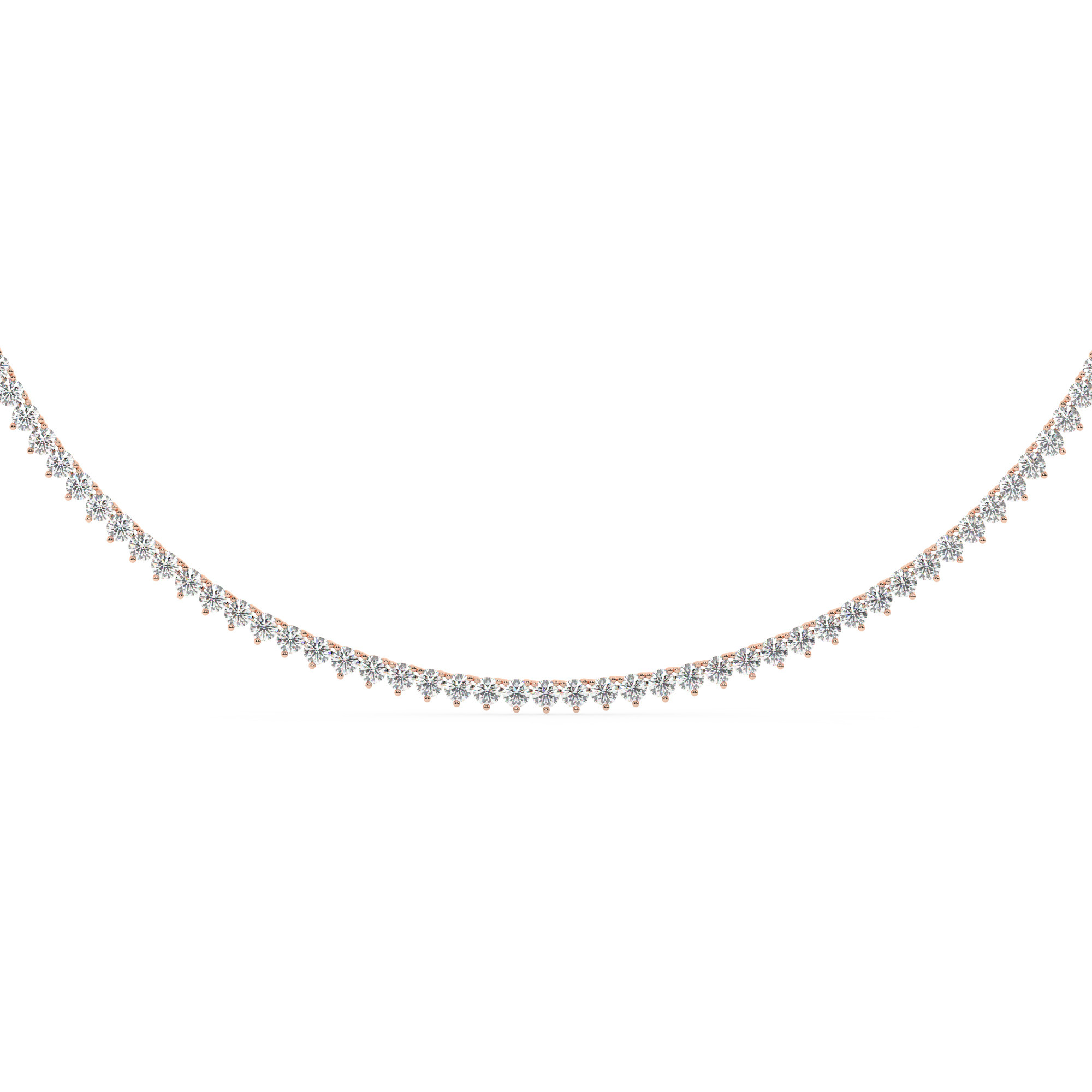 שרשרת טניס 3 שיניים דגם 50147 זהב אדום רוזגולד 14 קראט משובצת יהלומי מעבדה במשקל כולל של 13 קראט עם תעודה גמולוגית – תמונה 3