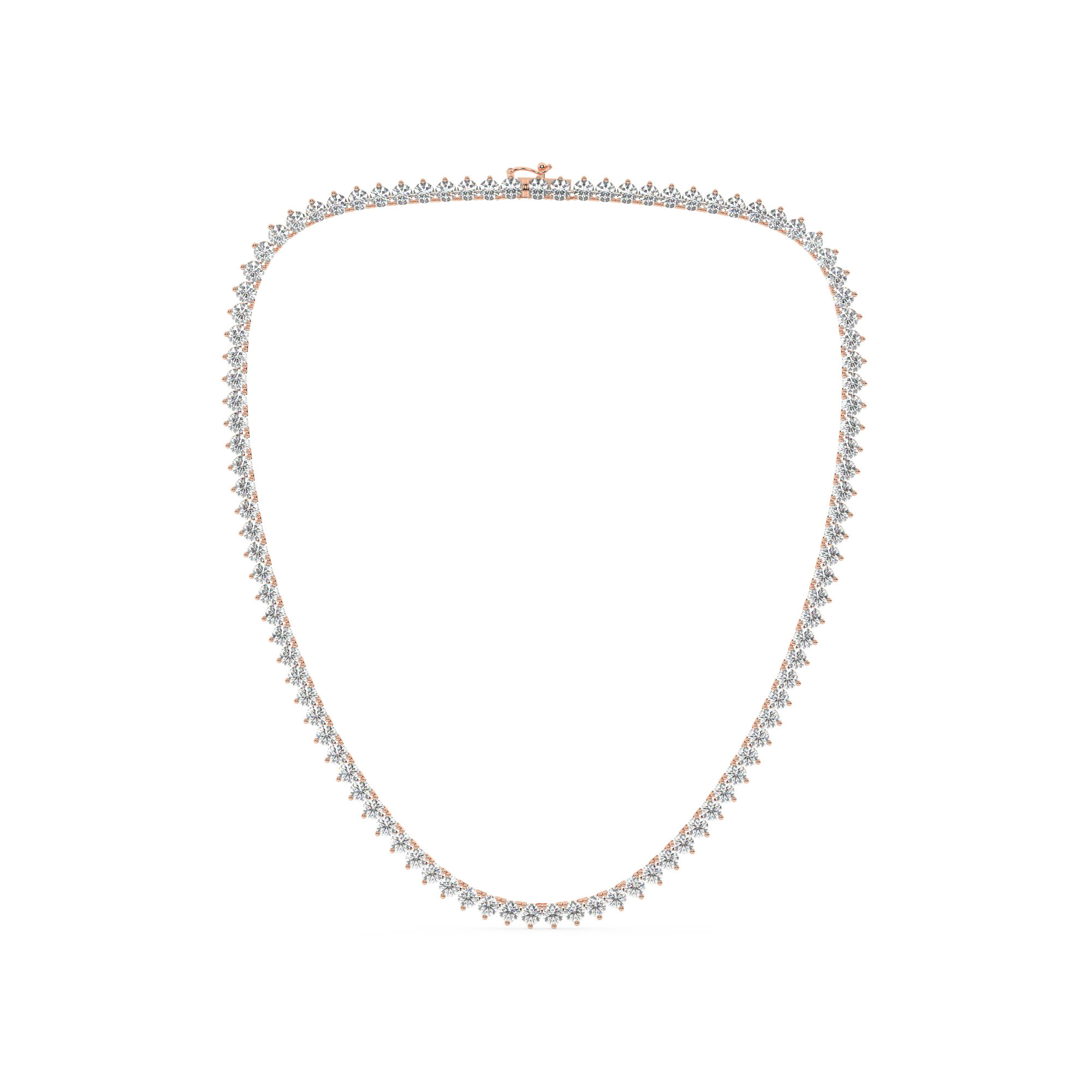 שרשרת טניס 3 שיניים דגם 50147 זהב אדום רוזגולד 14 קראט משובצת יהלומי מעבדה במשקל כולל של 13 קראט עם תעודה גמולוגית – תמונה 2