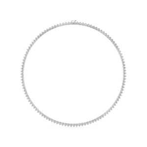 שרשרת טניס 3 שיניים דגם 50148 זהב לבן 14 קראט משובצת יהלומי מעבדה במשקל כולל של 22 קראט עם תעודה גמולוגית