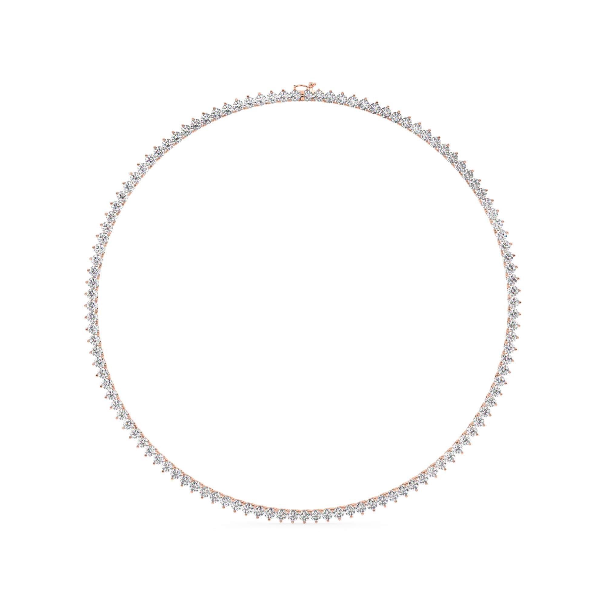 שרשרת טניס 3 שיניים דגם 50148 זהב אדום רוזגולד 14 קראט משובצת יהלומי מעבדה במשקל כולל של 22 קראט עם תעודה גמולוגית