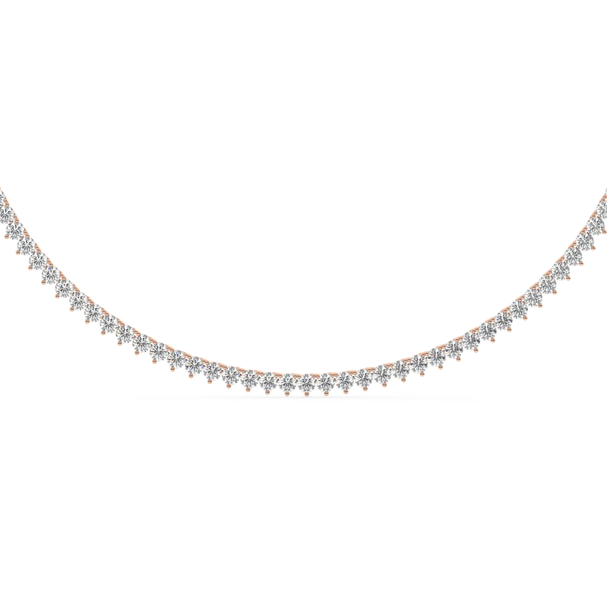 שרשרת טניס 3 שיניים דגם 50148 זהב אדום רוזגולד 14 קראט משובצת יהלומי מעבדה במשקל כולל של 22 קראט עם תעודה גמולוגית – תמונה 3