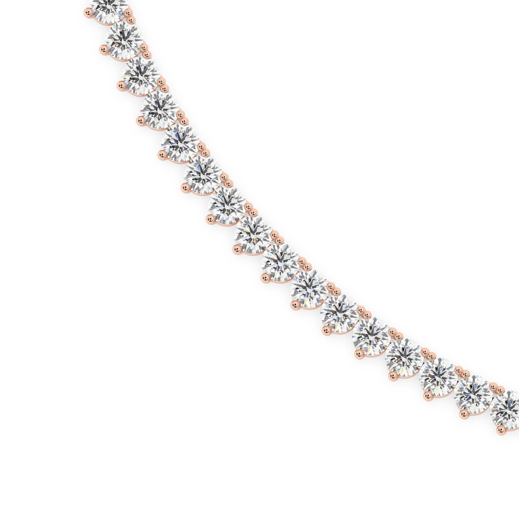 שרשרת טניס 3 שיניים דגם 50148 זהב אדום רוזגולד 14 קראט משובצת יהלומי מעבדה במשקל כולל של 22 קראט עם תעודה גמולוגית – תמונה 4