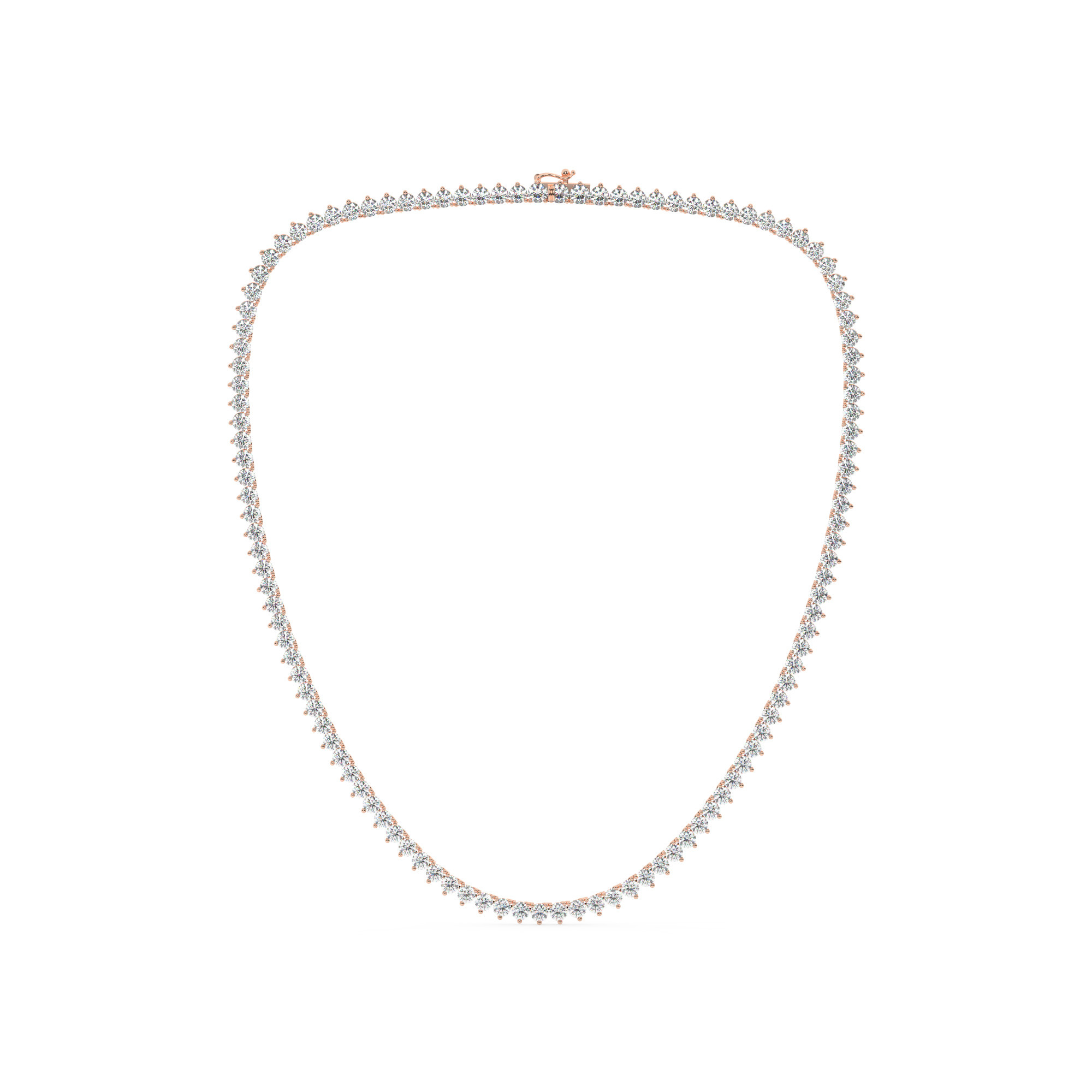 שרשרת טניס 3 שיניים דגם 50148 זהב אדום רוזגולד 14 קראט משובצת יהלומי מעבדה במשקל כולל של 22 קראט עם תעודה גמולוגית – תמונה 2