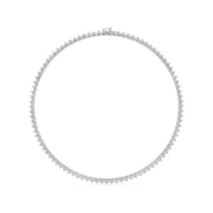 שרשרת טניס 3 שיניים דגם 50149 זהב לבן 14 קראט משובצת יהלומי מעבדה במשקל כולל של 31 קראט עם תעודה גמולוגית