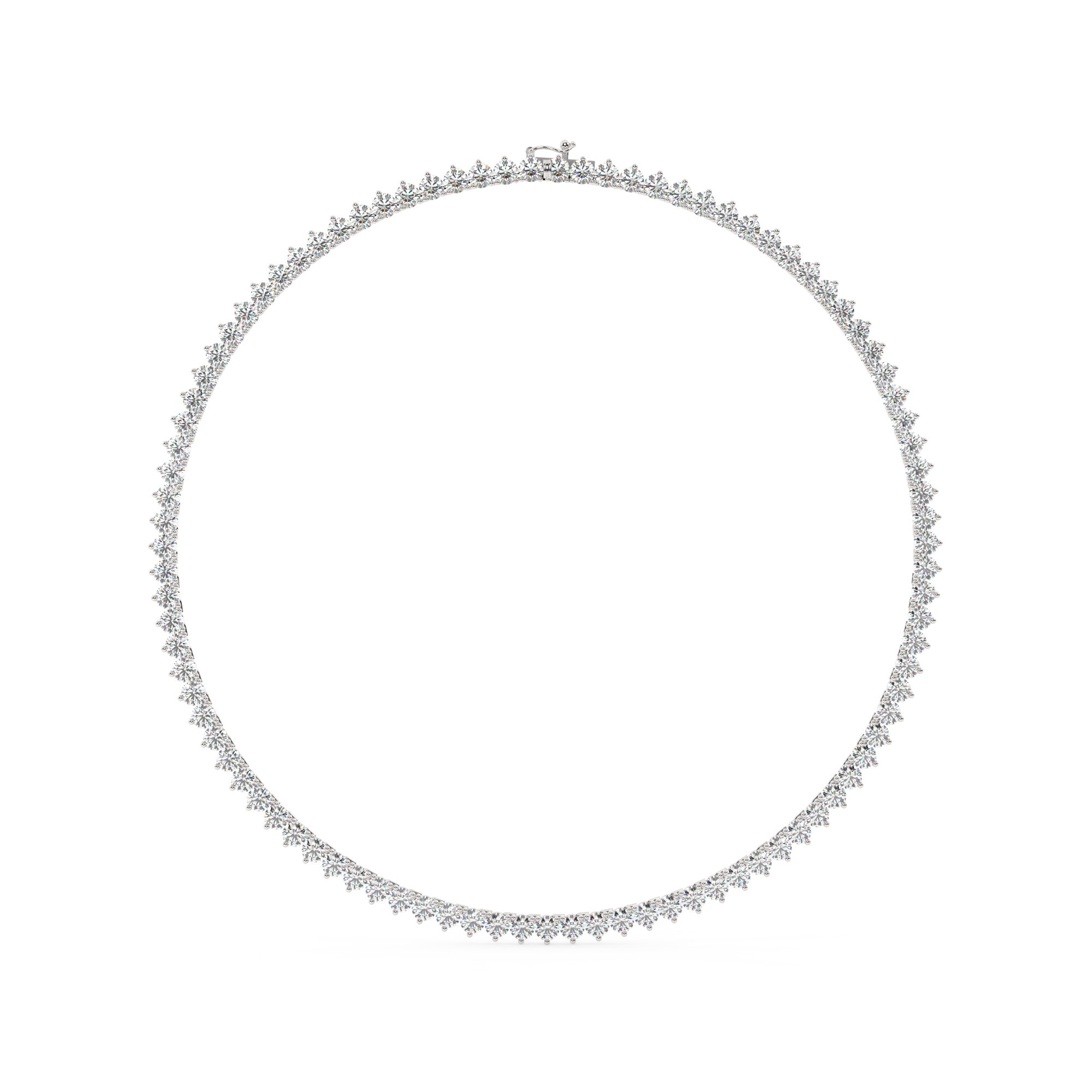 שרשרת טניס 3 שיניים דגם 50149 זהב לבן 14 קראט משובצת יהלומי מעבדה במשקל כולל של 31 קראט עם תעודה גמולוגית