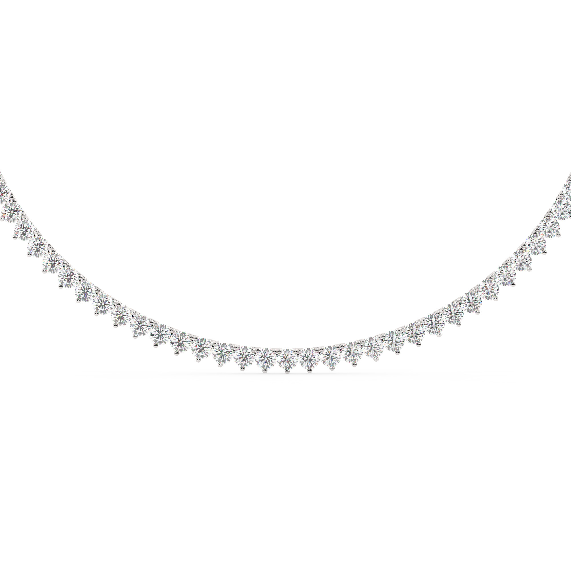 שרשרת טניס 3 שיניים דגם 50149 זהב לבן 14 קראט משובצת יהלומי מעבדה במשקל כולל של 31 קראט עם תעודה גמולוגית – תמונה 3