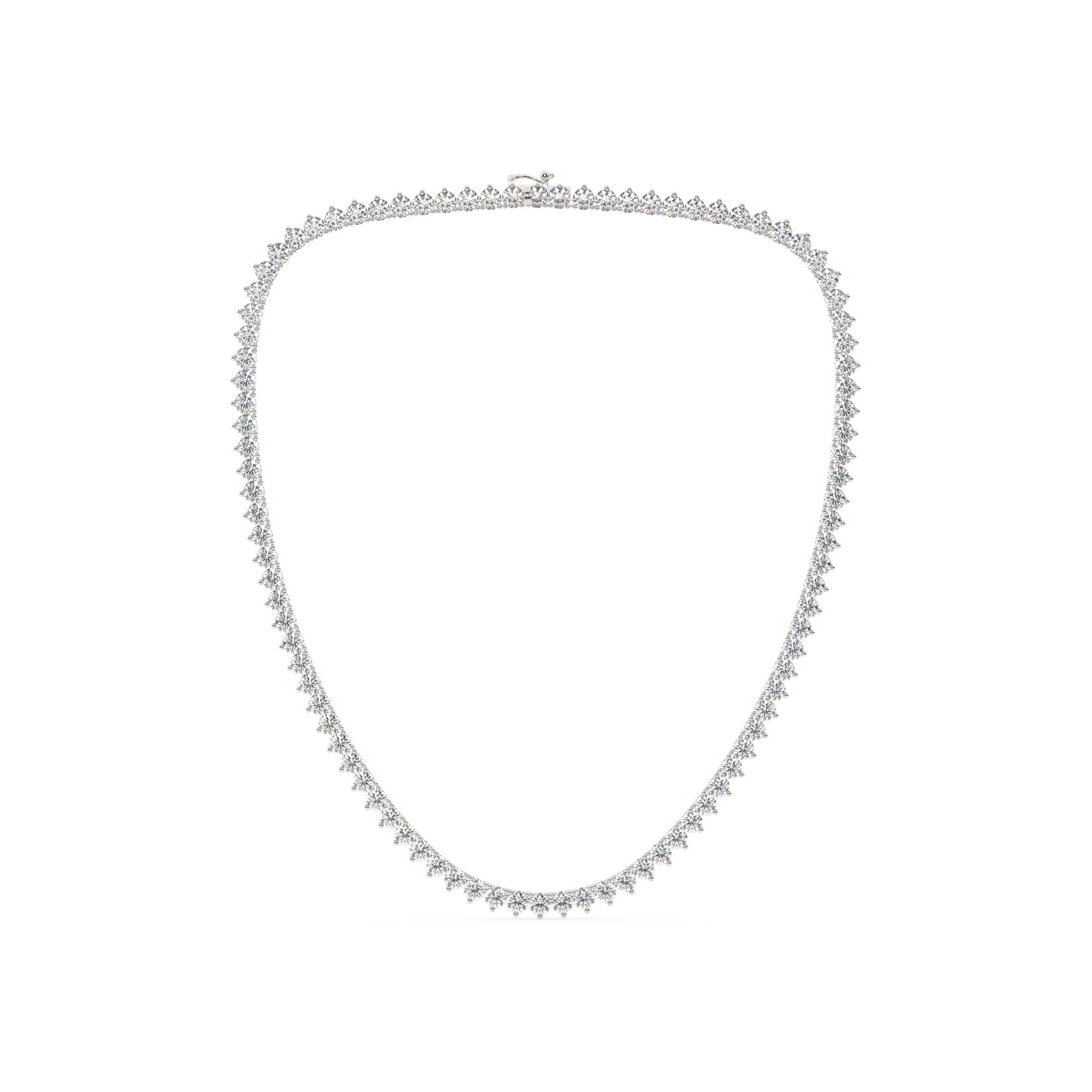 שרשרת טניס 3 שיניים דגם 50149 זהב לבן 14 קראט משובצת יהלומי מעבדה במשקל כולל של 31 קראט עם תעודה גמולוגית – תמונה 2