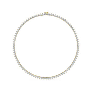 שרשרת טניס 3 שיניים דגם 50149 זהב צהוב 14 קראט משובצת יהלומי מעבדה במשקל כולל של 31 קראט עם תעודה גמולוגית