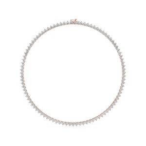 שרשרת טניס 3 שיניים דגם 50149 זהב אדום רוזגולד 14 קראט משובצת יהלומי מעבדה במשקל כולל של 31 קראט עם תעודה גמולוגית