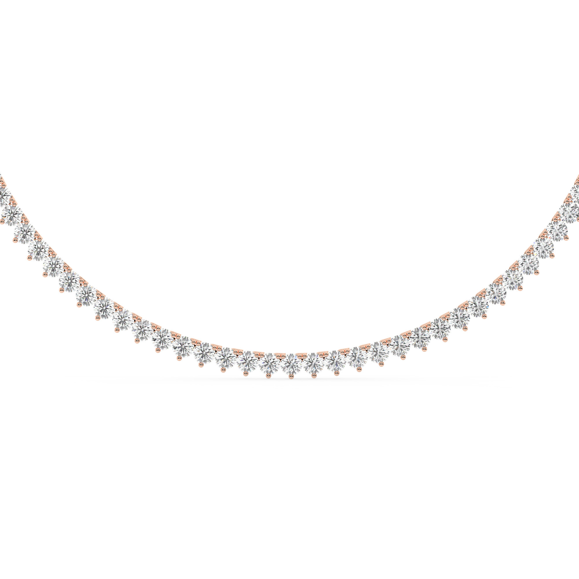 שרשרת טניס 3 שיניים דגם 50149 זהב אדום רוזגולד 14 קראט משובצת יהלומי מעבדה במשקל כולל של 31 קראט עם תעודה גמולוגית – תמונה 3