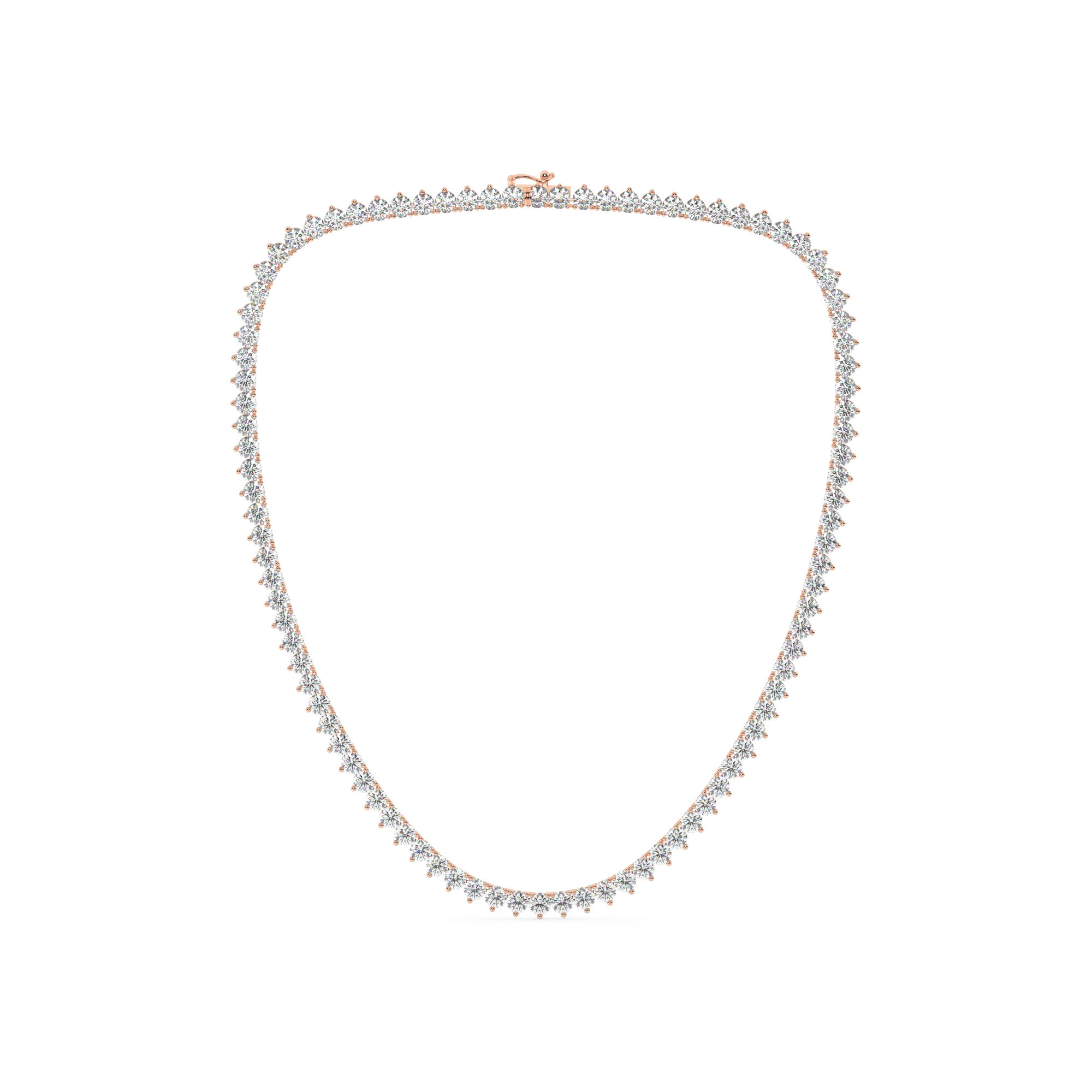 שרשרת טניס 3 שיניים דגם 50149 זהב אדום רוזגולד 14 קראט משובצת יהלומי מעבדה במשקל כולל של 31 קראט עם תעודה גמולוגית – תמונה 2