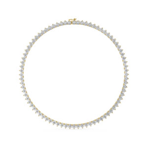 שרשרת טניס 3 שיניים דגם 50150 זהב צהוב 14 קראט משובצת יהלומי מעבדה במשקל כולל של 42 קראט עם תעודה גמולוגית