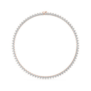 שרשרת טניס 3 שיניים דגם 50150 זהב אדום רוזגולד 14 קראט משובצת יהלומי מעבדה במשקל כולל של 42 קראט עם תעודה גמולוגית